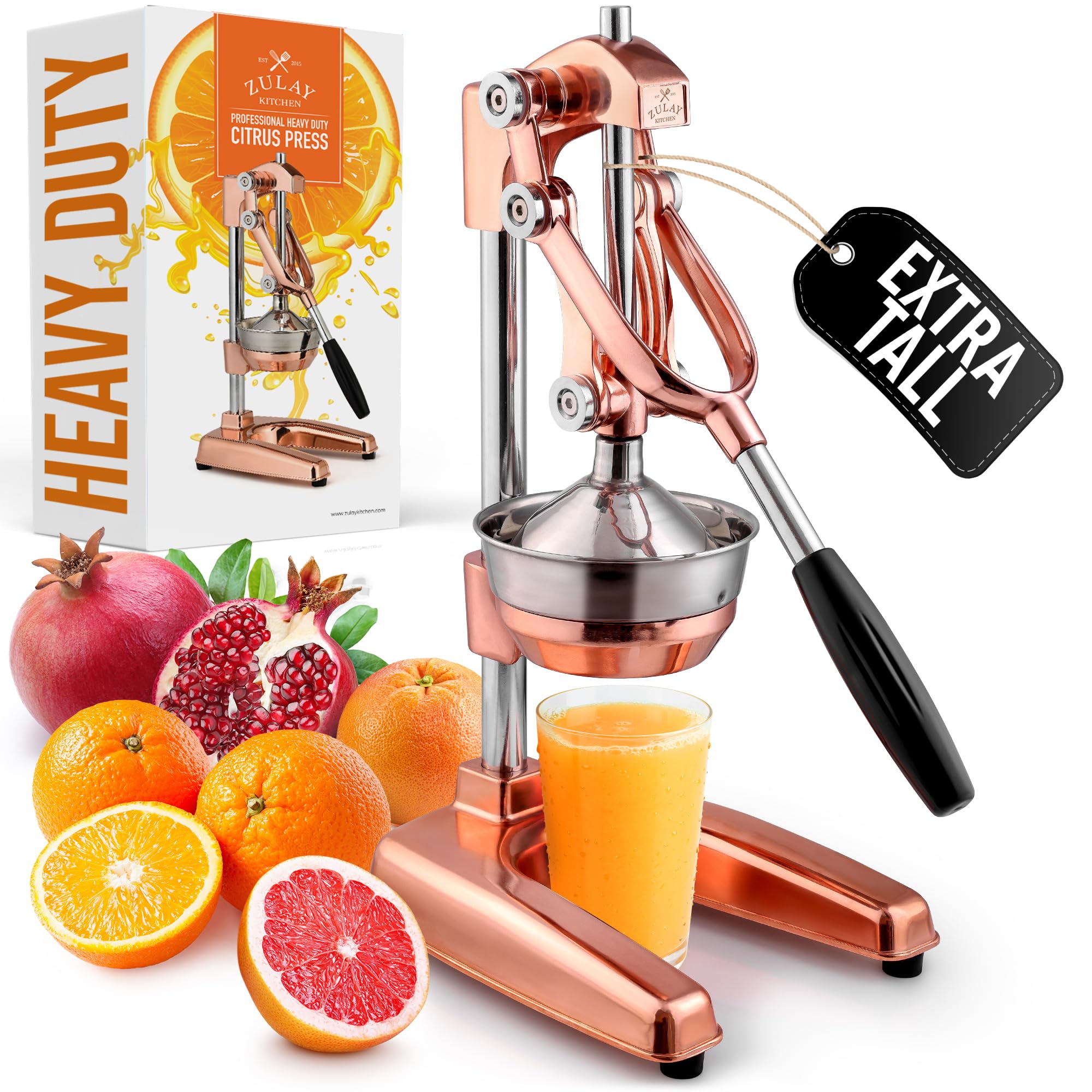 Zulay Kitchen Cast Iron Juicer Orange Metal Presser Citrus Squeezer, Rose