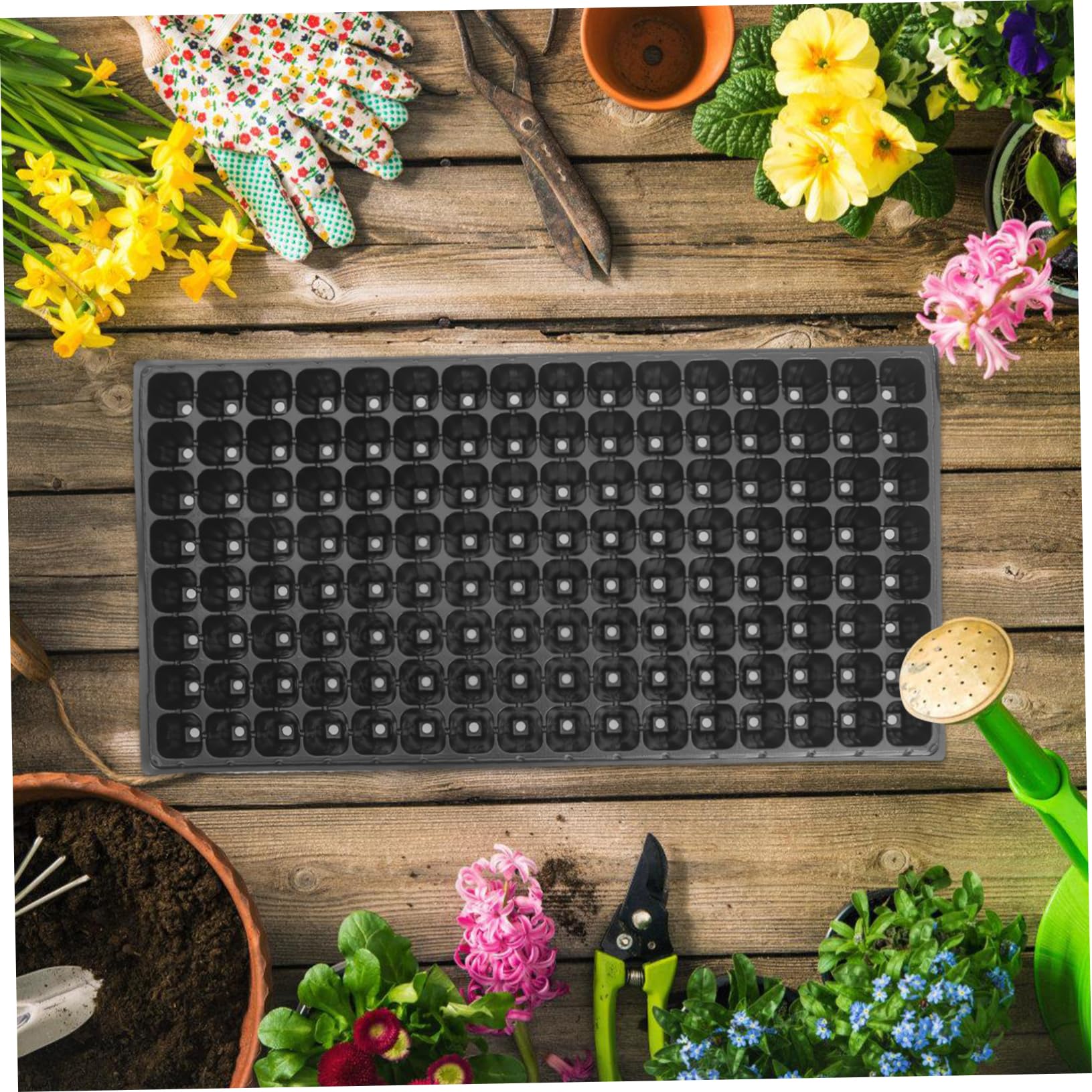 Gatuida Vassoio Germinazione PVC 128 Fori 10 Pezzi Nero Vacanze Estive | Pianta da Semina, Uso Professionale e Fai da Te Casa, 80g, Design a Celle per Radici Ordinate