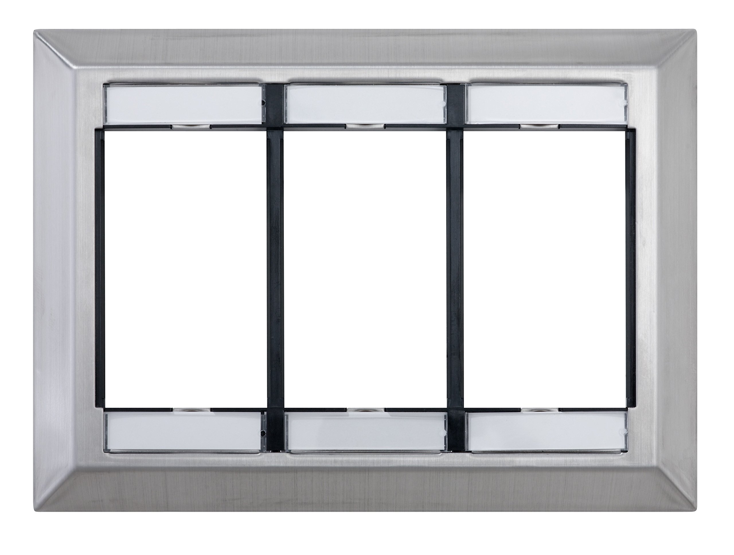 Placa de pared de acero inoxidable Leviton 41290-TMS con tres ventanas de identificación
