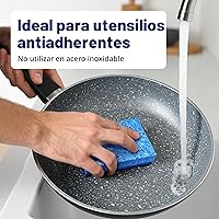 Vista 3 de Yaxa Basics Esponjas de doble cara antiarañazos para ollas y sartenes antiadherentes, limpiador de platos, multiusos, paquete de 6, el embalaje