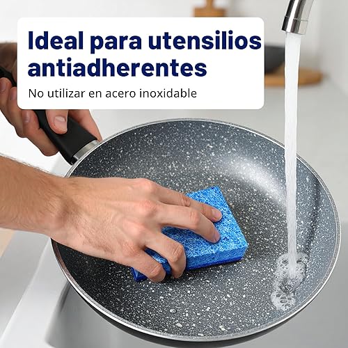 Miniatura 3 de Yaxa Basics Esponjas de doble cara antiarañazos para ollas y sartenes antiadherentes, limpiador de platos, multiusos, paquete de 6, el embalaje