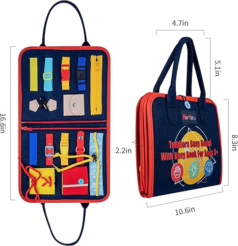 Miniatura 7 de HarVow Tablero ocupado para niños pequeños tablero de actividades sensoriales para aprendizaje preescolar juguetes educativos Montessori para