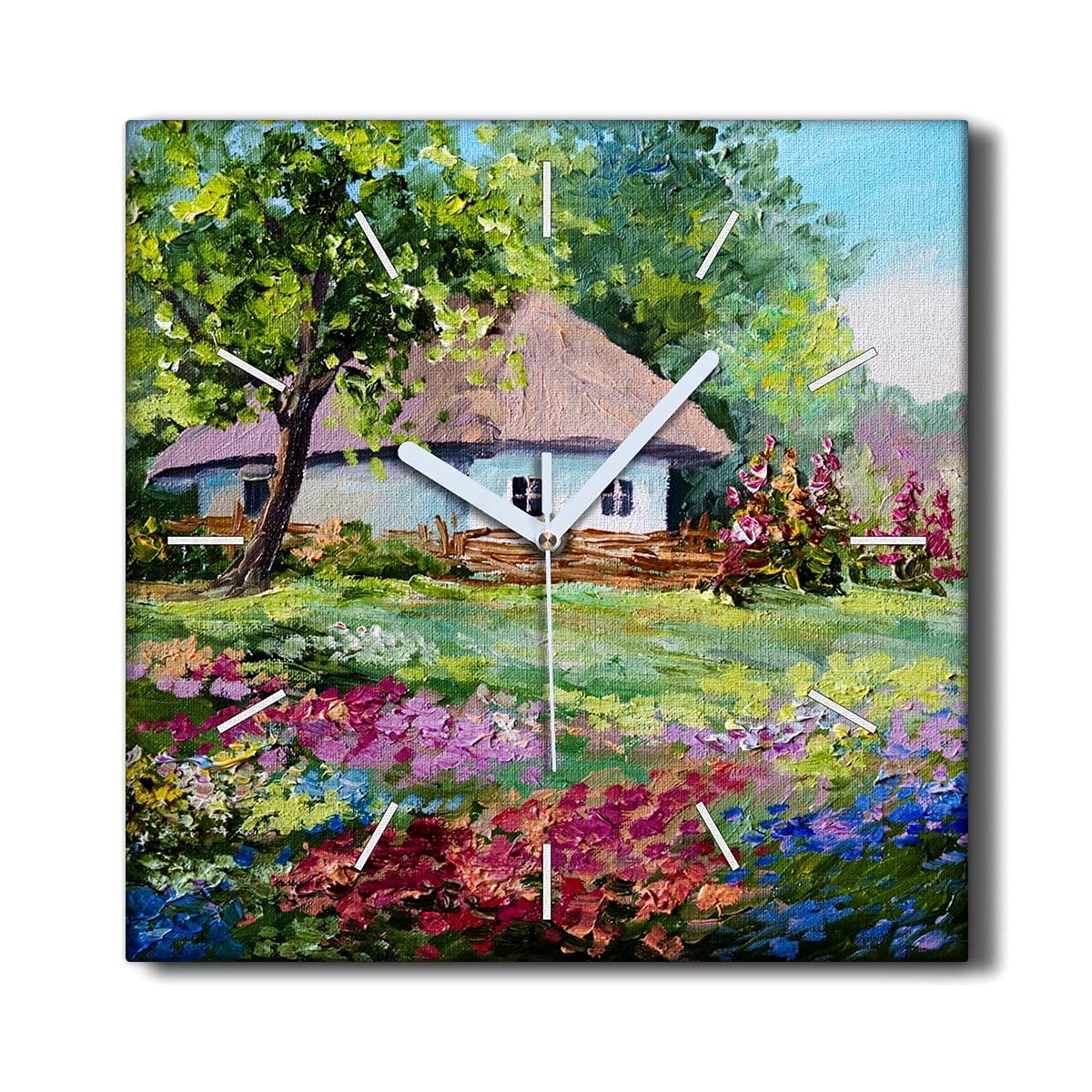 Horloge Murale carrée en toile 30x30 cm dotée d'un mécanisme sans bruit