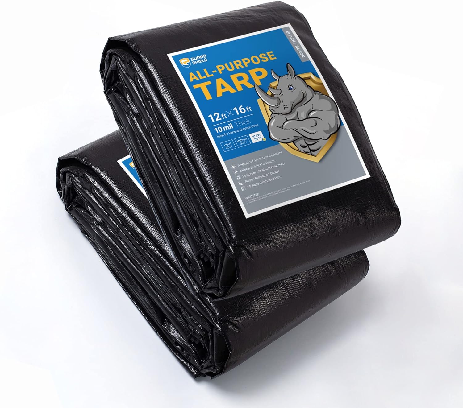 GUARD SHIELD Tarps Heavy Duty Waterproof 12x16 Feet Black