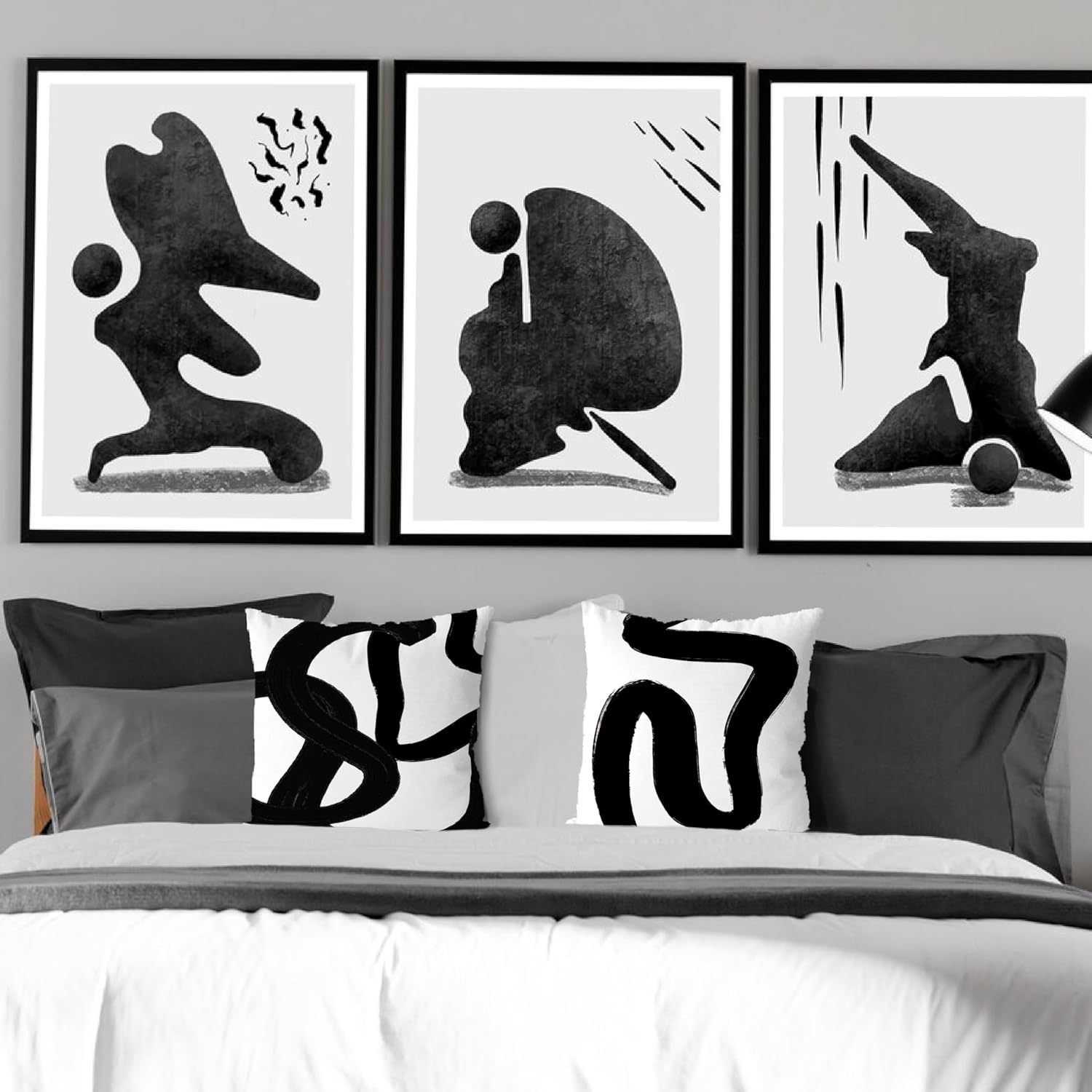 KEUSPI Black and White Throw Pillow Covers, Modern Abstract Decorative Couch Pillow Covers for Living Room, Black Throw Pillow Covers for Couch, Black Boho Pillow Covers 22x22 Set of 4
