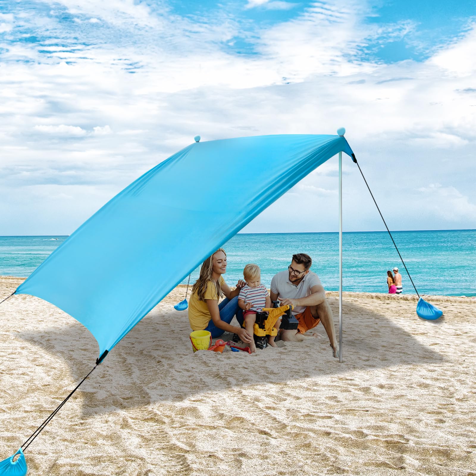 Parasol Jaune Flamingueo Grand Parasol, Plage, Piscine, Jardin Extérieur,  Hauteur Et Orientation Réglables, Protection UPF 50 , Polyester, Sac De  Transport, 210 X 180 Cm Parasol Pliable, image size:1600x1600