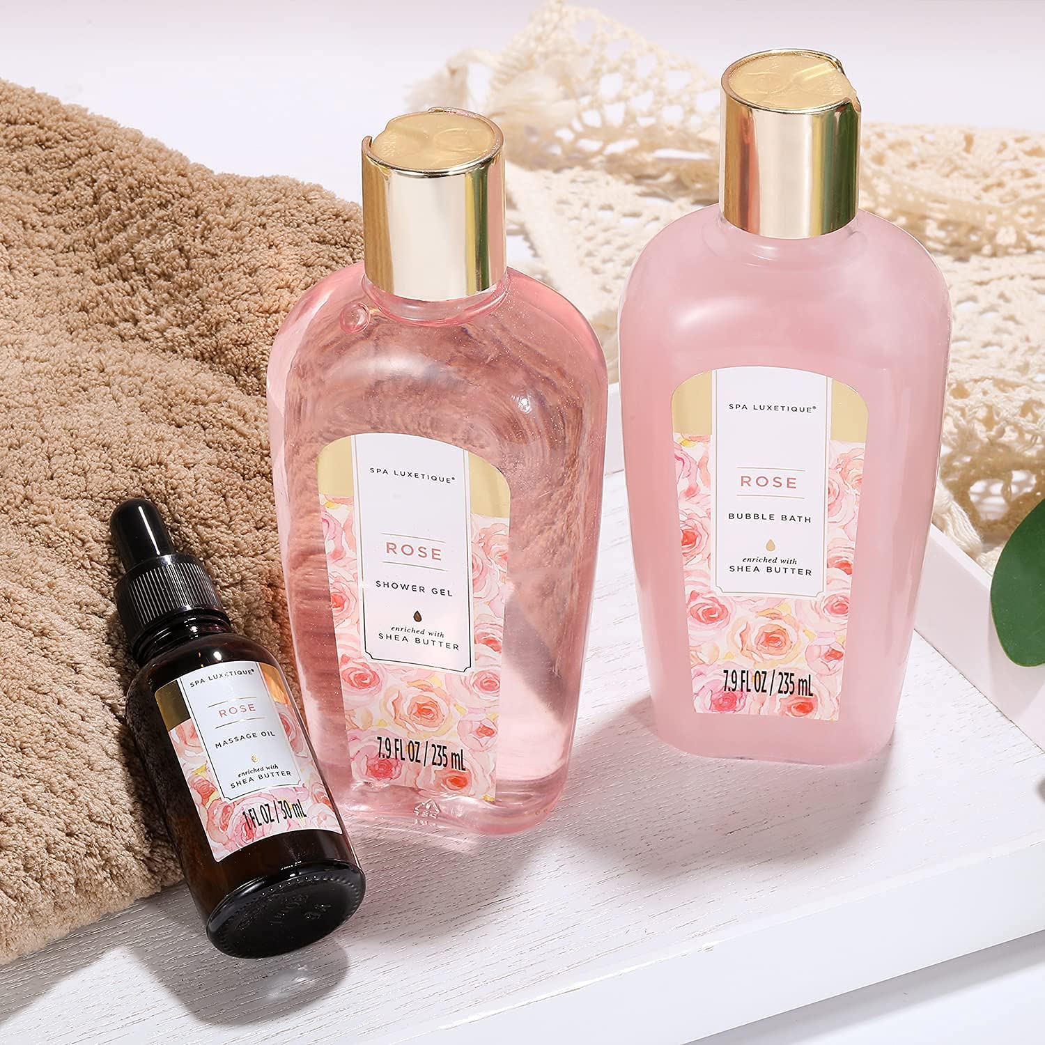 Spa Luxetique Set Bagnoschiuma Donna 15 Pezzi alla Rosa con Borsa Tote Confezione Regalo Donna per Bagno Doccia e Idratazione Idea Regalo Mamma per Compleanno Feste San Valentino
