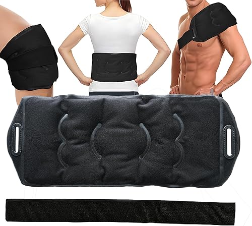 ANJUR Bolsas de hielo de gel reutilizables para lesiones con cinturón retráctil, flexible para hielo de gel caliente y frío, para espalda, hombro,