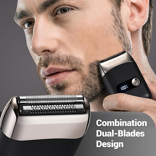 Miniatura 2 de Afeitadoras eléctricas para hombres, maquinilla de afeitar eléctrica, afeitadora portátil compacta de viaje con hoja flotante, ajuste de 2