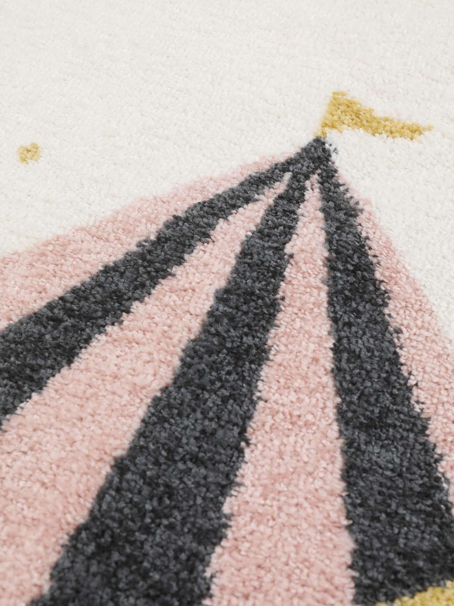 RugVista Monkey Circus, Tappeto per bambini, Moderni, 140 x 200 cm, Rettangolare, Pelo medio, Cameretta, Lavabile solo a secco, Senza sostanze chimiche pericolose, Rosa/Off Bianco