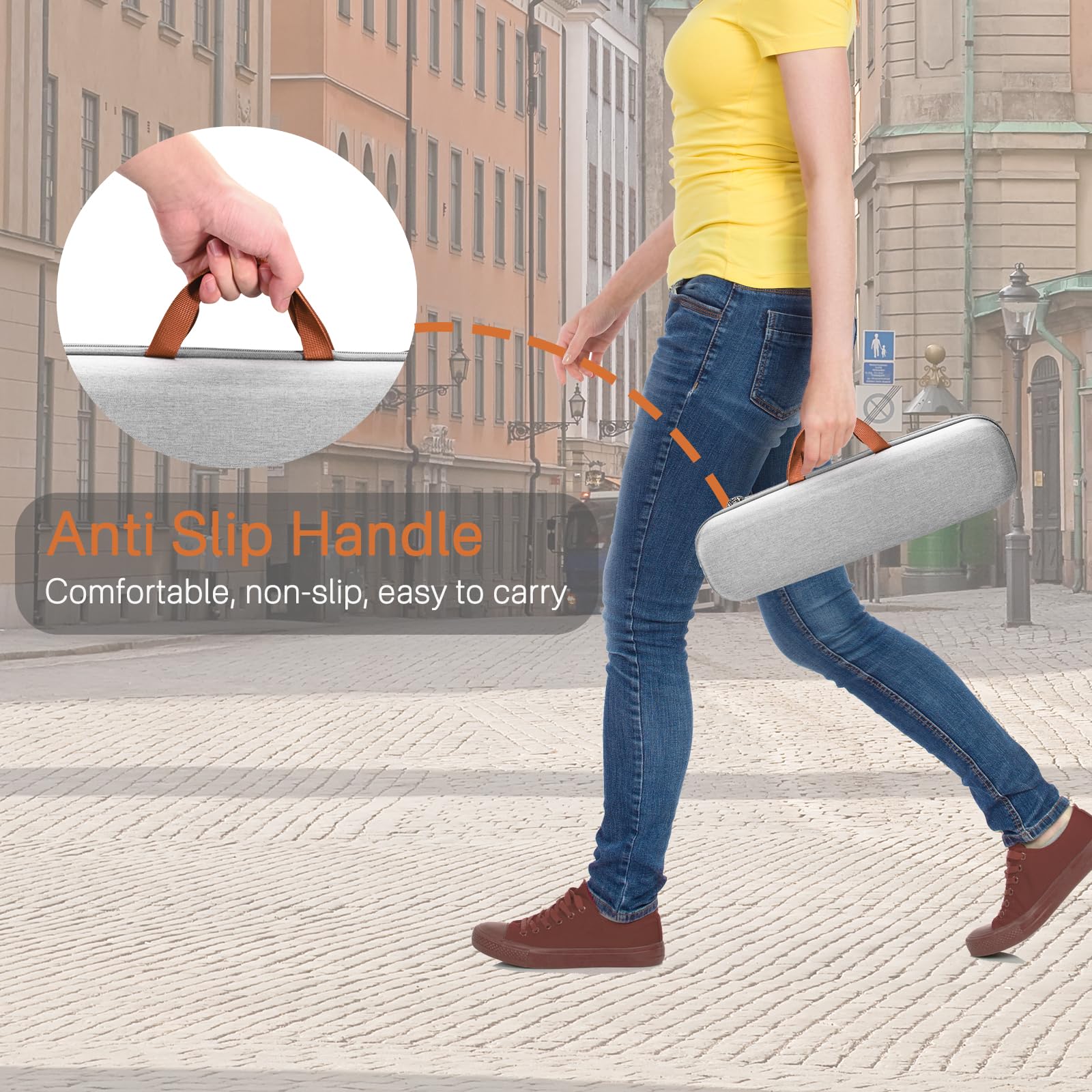 RAIACE Estuche rígido de Transporte Compatible con la Plancha de Pelo Dyson Airstrait, Bolsa de Almacenamiento para Viajes. (Solo se Vende el Estuche) - Gris