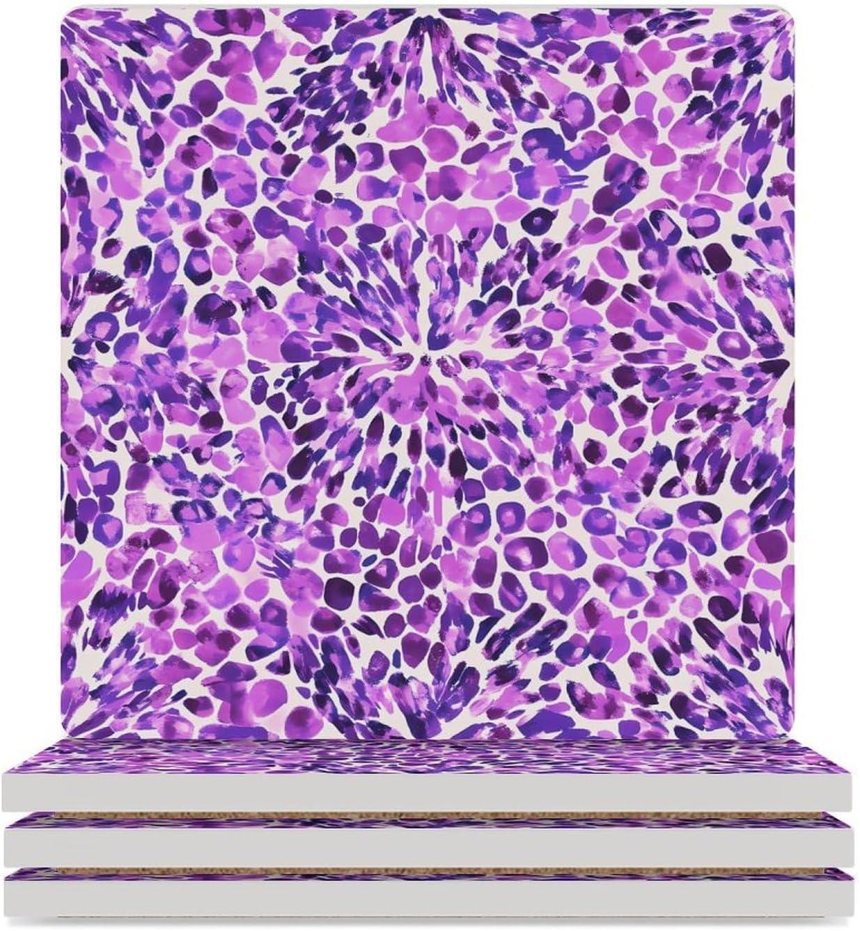 Leopard Pattern Ceramic Coasters Square Drinks Coaster Coffee Table Decor Table Coaster for Home Bar