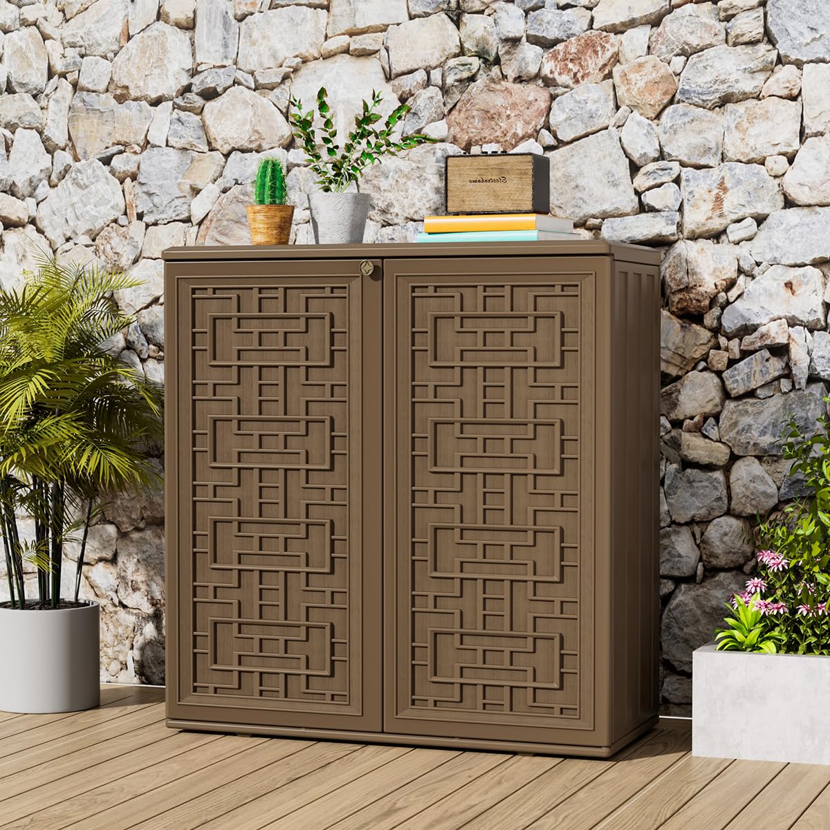 Patio Storage Box KINYING Outdoor Storage Cabinet Waterproof