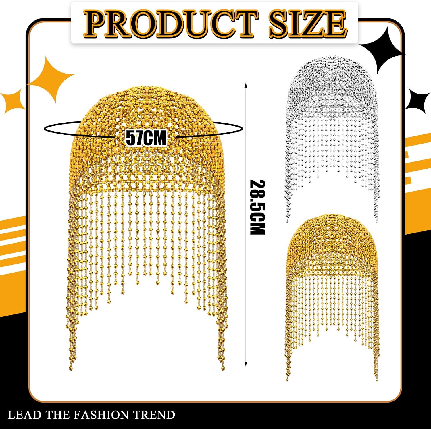 Sasylvia 2 Pcs Halloween 1920s Beaded Headbands Roaring 20s Beaded Flapper Belly Dance Headbands Silver and Gold Egyptian Queen Headpiece Exotic for Halloween Retro Themed Party