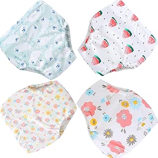 4 Pack Baby Toddler Reusable Toilet Pee Potty Training Pants Cloth Diapers Underwear (2T, B)
