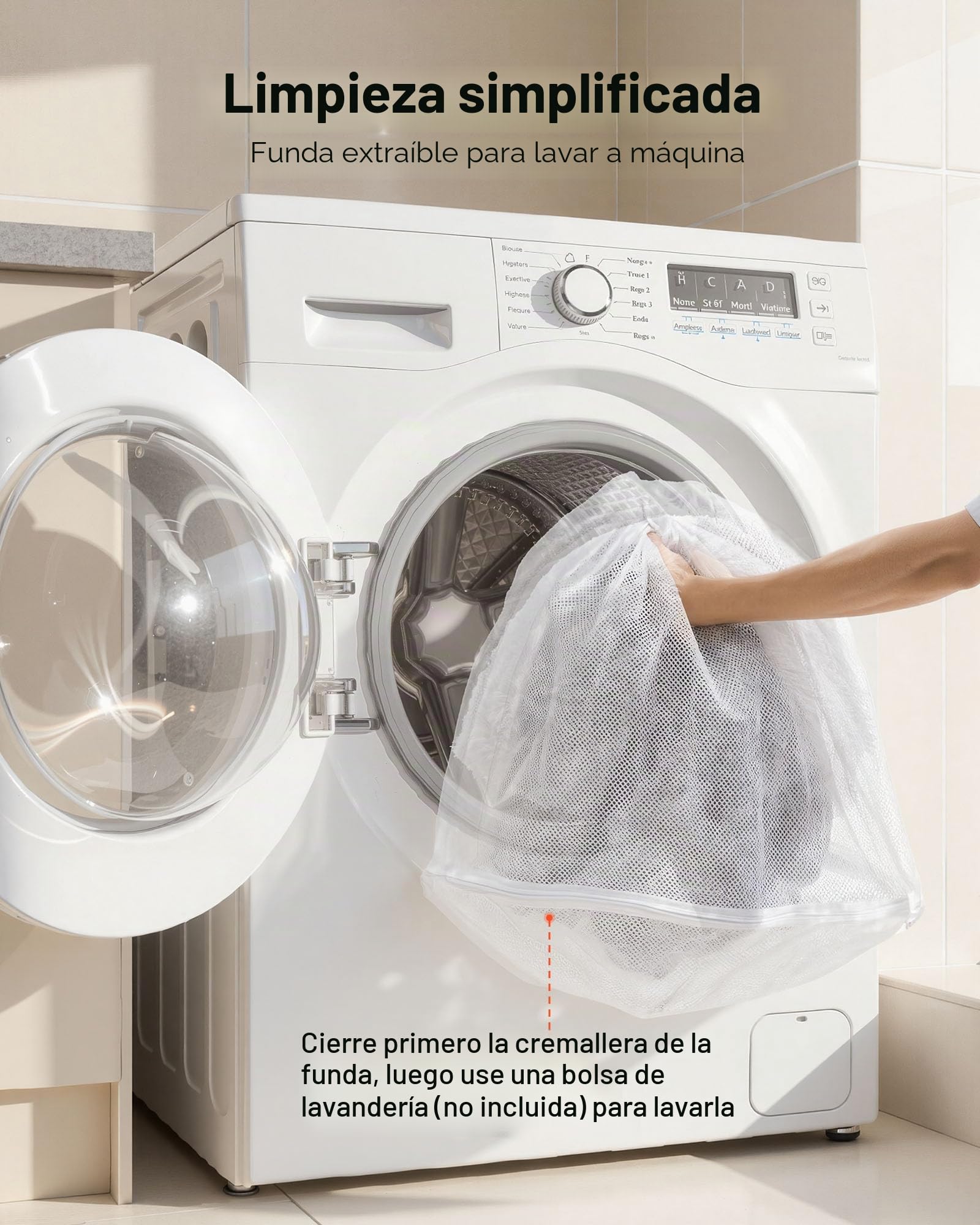 VEVOR Cama para Perros, Forma Ovalada, de Espuma Viscoelástica, Tamaño Humano, con Bolsillo Lateral, Asa y Cremallera, Funda Extraíble y Lavable a Máquina, Color Gris Claro, 1710 x 1000 x 240 mm