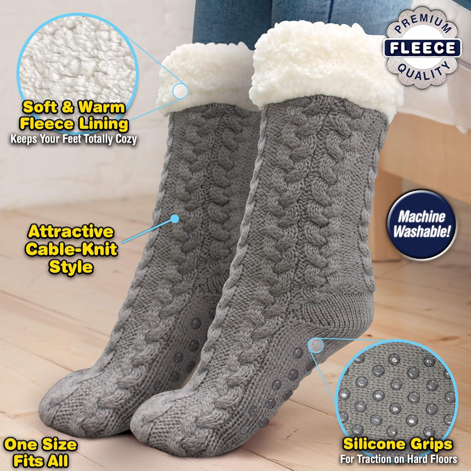 Ontel Huggle Slipper Socks, Grey, One Size : Clothing, Shoes & Jewelry