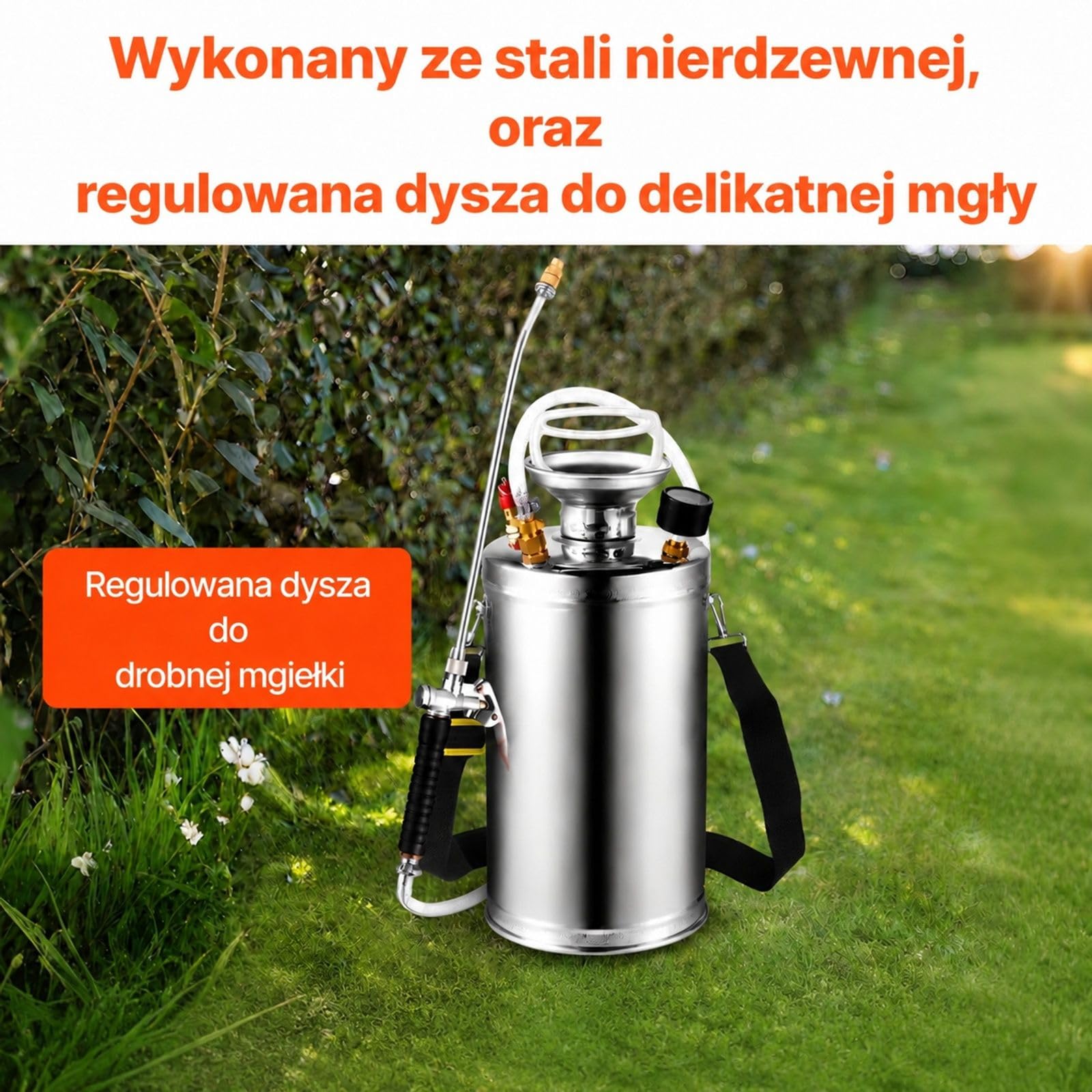 Opryskiwacz ciśnieniowy 6 L ze stali nierdzewnej z pompą ręczną do roślin i ogrodu