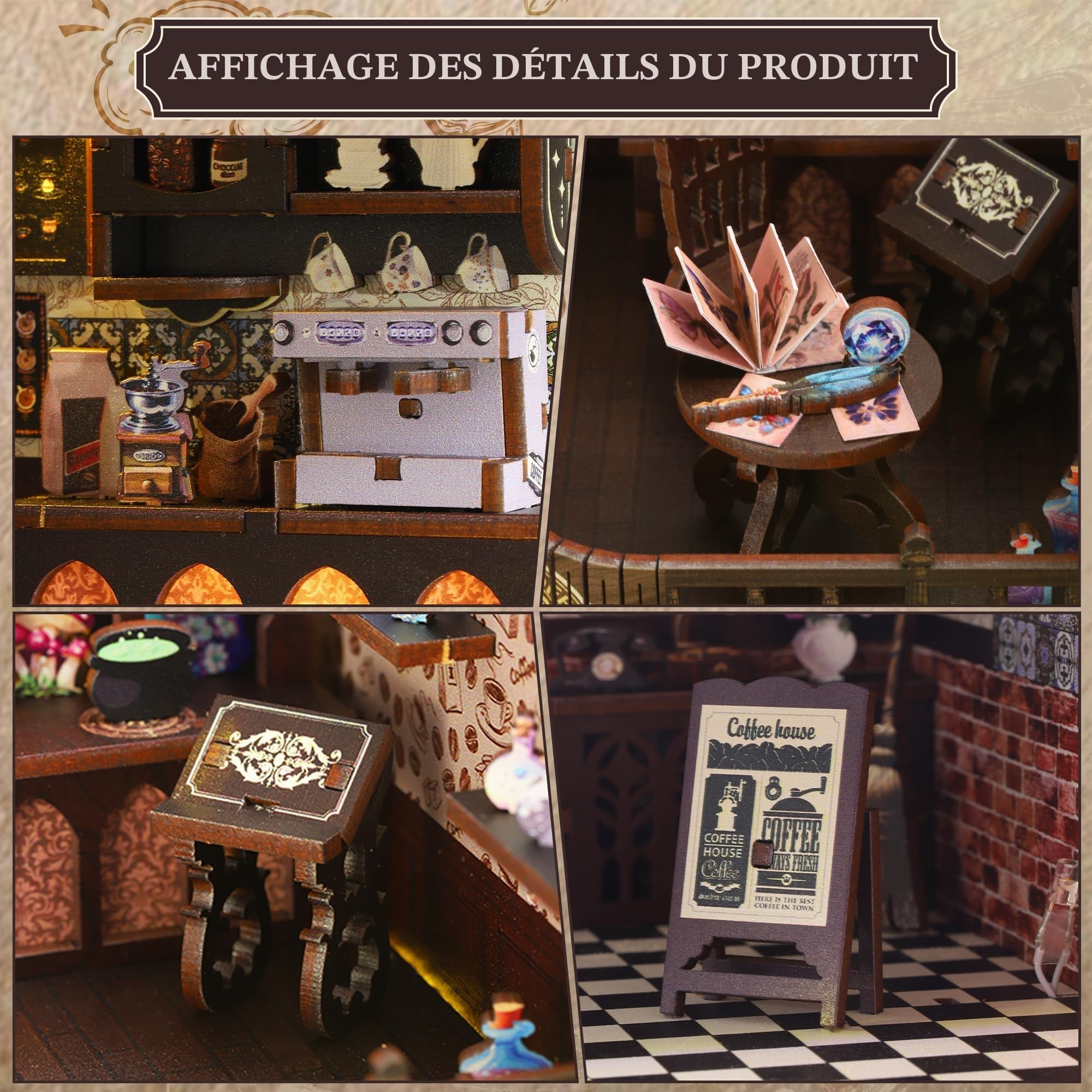 Book Nook Kit pour Adultes: LUMYCE DIY Maison de Poupee Booknook Puzzle 3D en Bois - Maquette Maison Miniature a Construire Décoration avec lumière LED pour Adolescents et Adultes
