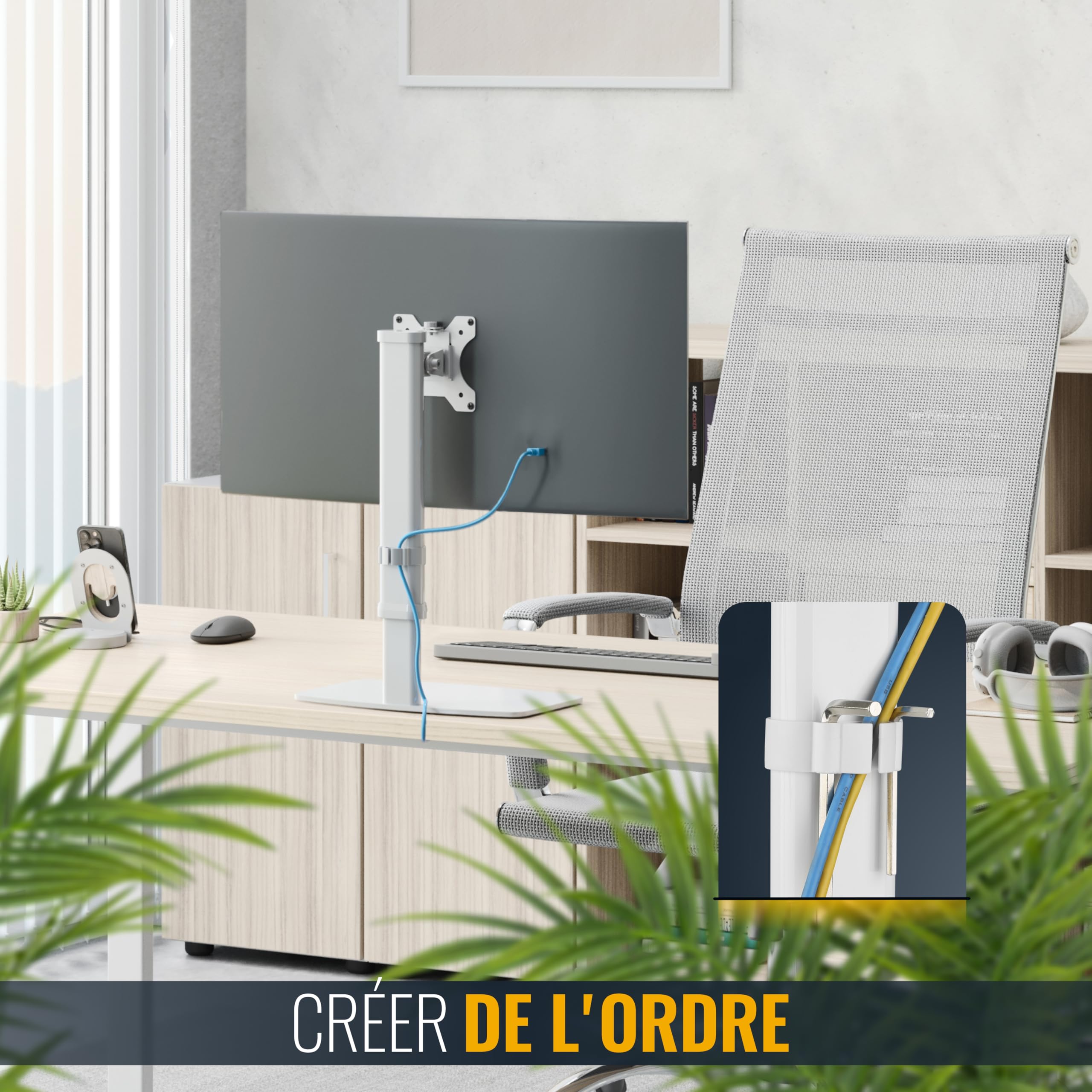 RICOO TS6811 Support Écran PC 13-27 Pouces Orientable Inclinable Rotatif Universel Hauteur réglable VESA 75x75 100x100