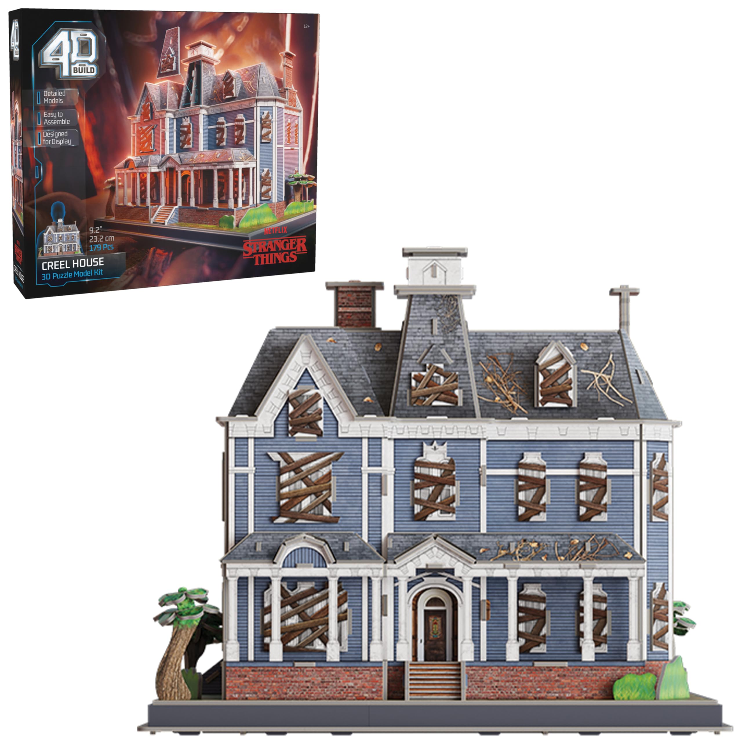 4D Build, Stranger Things Creel House 3D Model Kit with Stand, Stranger Things Collectibles & Desk Decor, Adult Puzzle, Building Toys, 179 Pieces, 3D Puzzles, Gift Ideas for Ages 12 & Up