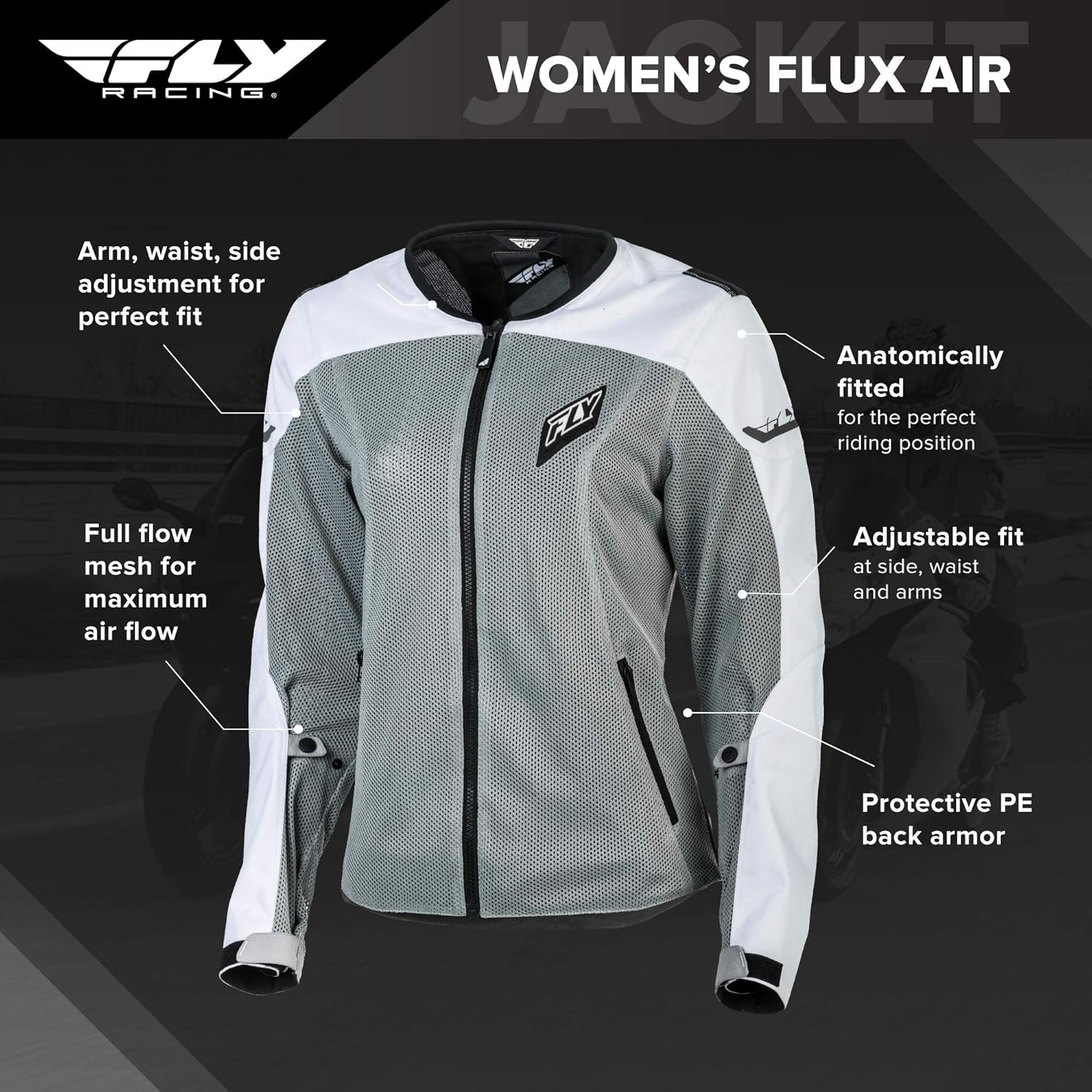 Fly Racing Street Women's Flux Air Jacket (Medium) (White/Purple) : Automotive