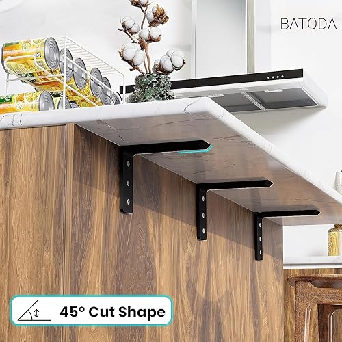 Miniatura 5 de BATODA Soportes de soporte de encimera de 8 pulgadas (2 piezas) para granito, soporte de estante en L resistente, montado en la pared para