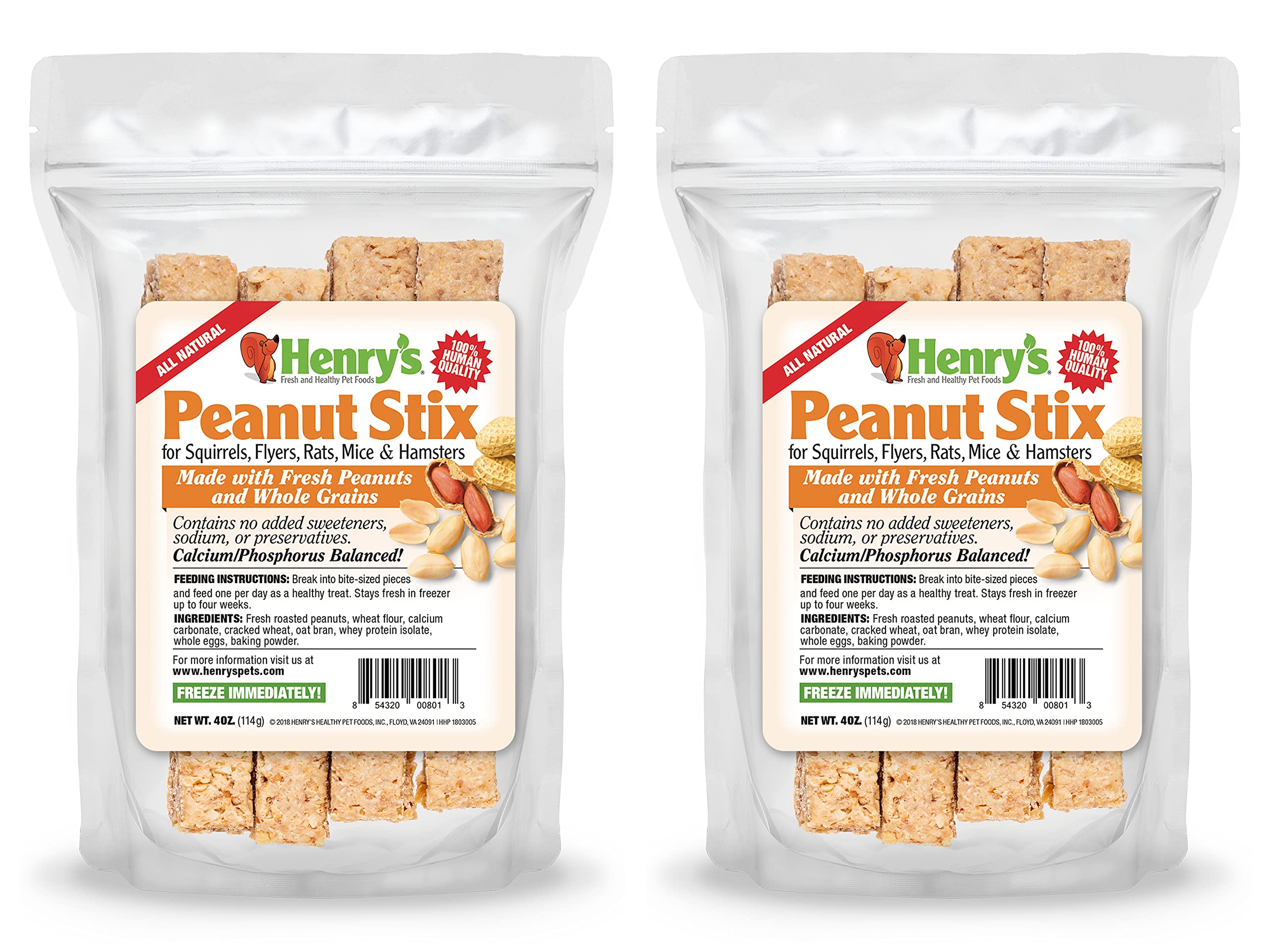 Henry’s Peanut Stix: All-Natural & Fresh Squirrel and Hamster Treats, 4 Ounces (2-Pack)