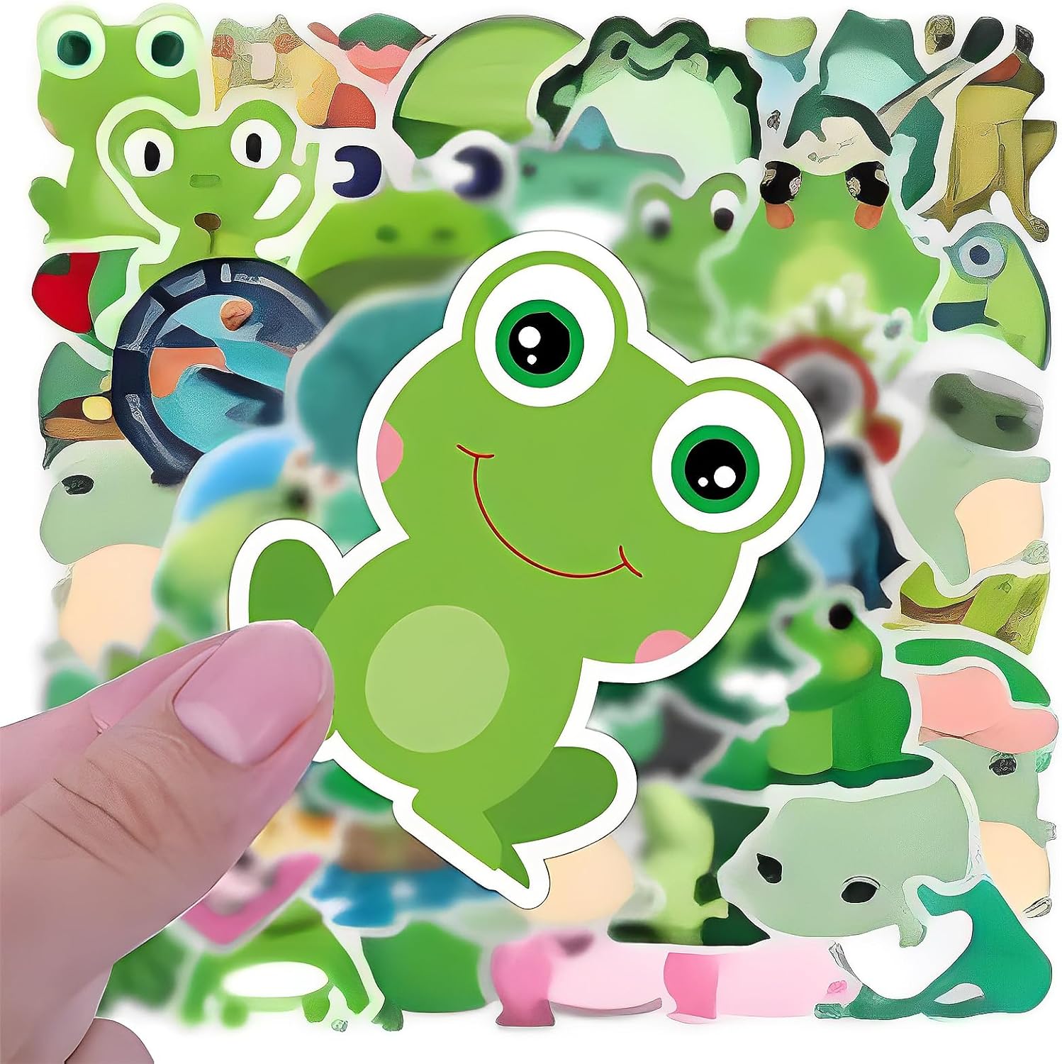 100Pcs Cute Frog Stickers for Water Bottles, Waterproof Vinyl Stickers for Kids Laptops, Phone Cases, Luggage Decoration