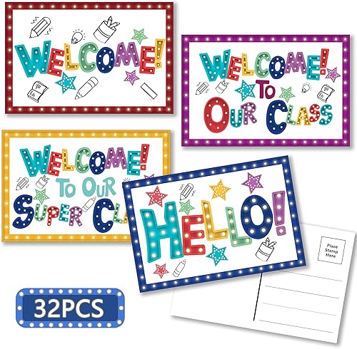 codree 32 postales de bienvenida de marquesina, 4 x 6 pulgadas, postal temática de bienvenida a nuestra clase, tarjetas de felicitación, tarjetas de
