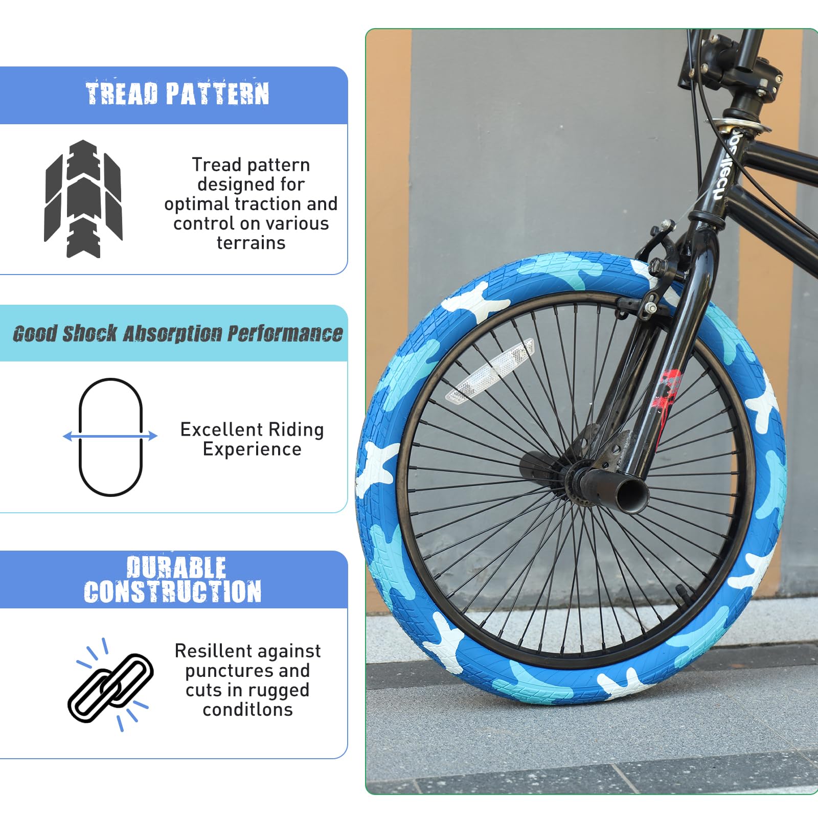 Amazon | 1パック 20 x 2.125 自転車用タイヤ BMX チューブ付き