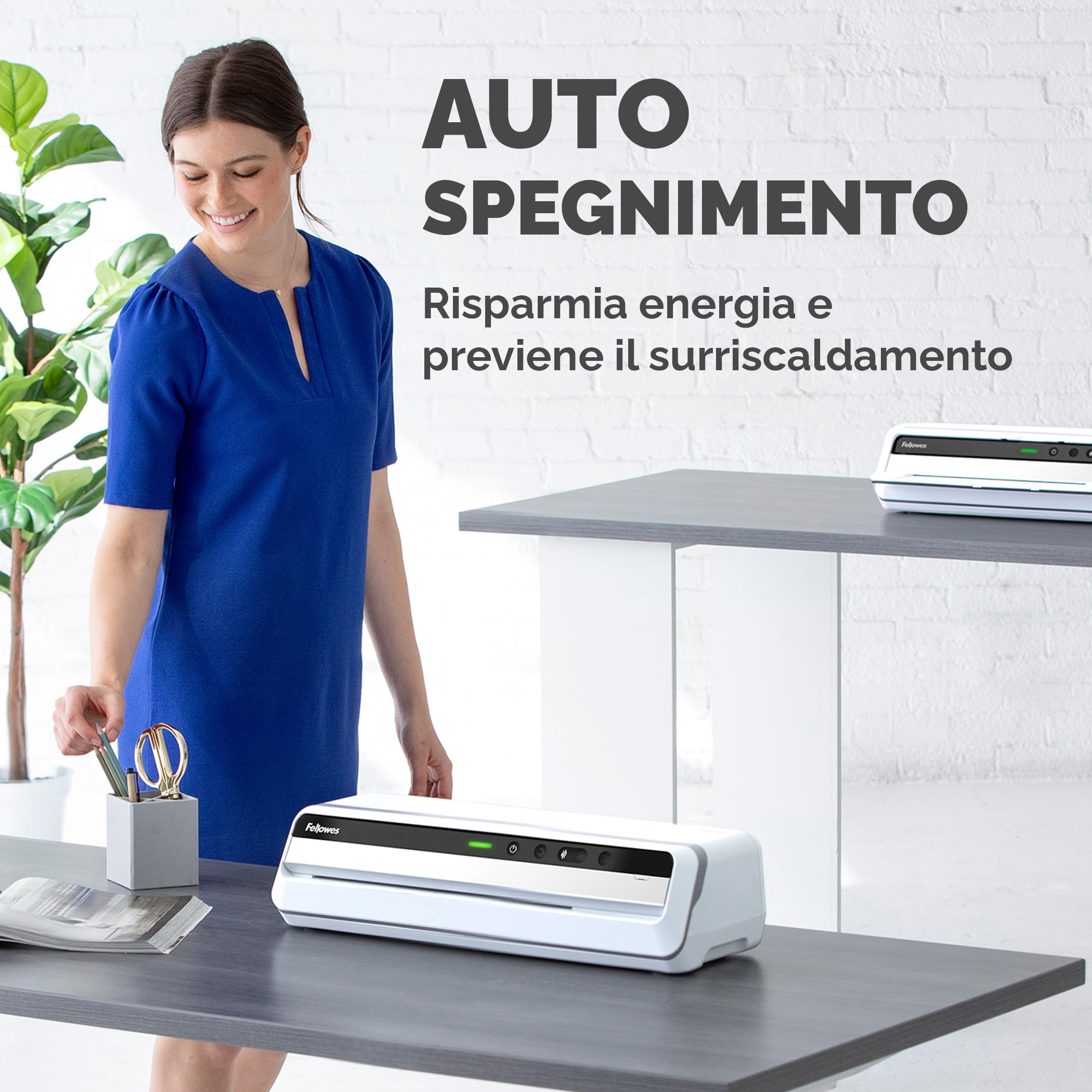 Fellowes plastificatrice a caldo Jupiter A3, formato A3, fino a 250 micron, per ufficio, riscaldamento rapido, con retromarcia e modalità riposo, colore bianco, incluso starter pack di 10 pouches