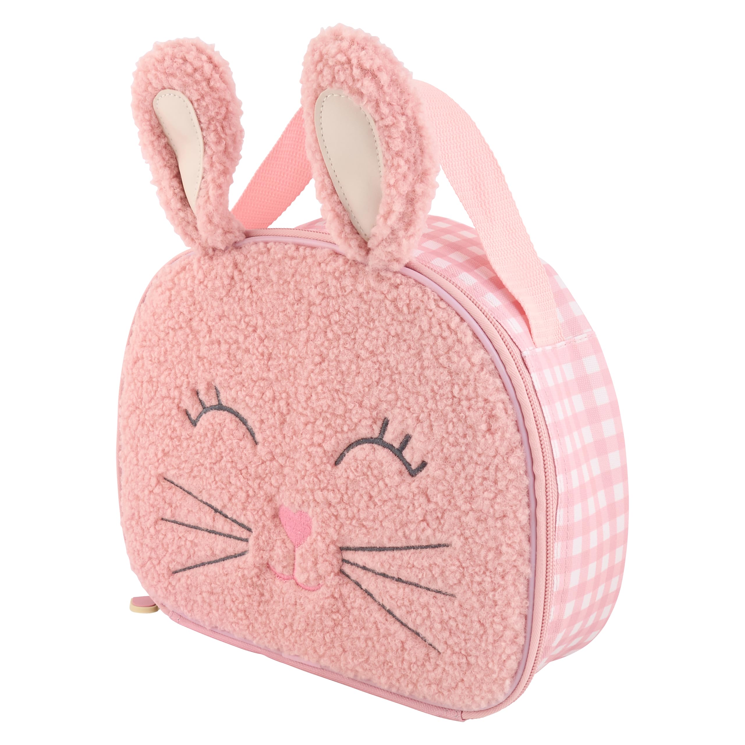 Polar Gear Fluffy Kids Lunch Bag – Boucle Pink Bunny Sensory Lunch Bag for Girls & Boys, Lightweight & Durable with Wipe-Clean Lining, Insulated to Keep Food Fresh, Ideal for School or Trips