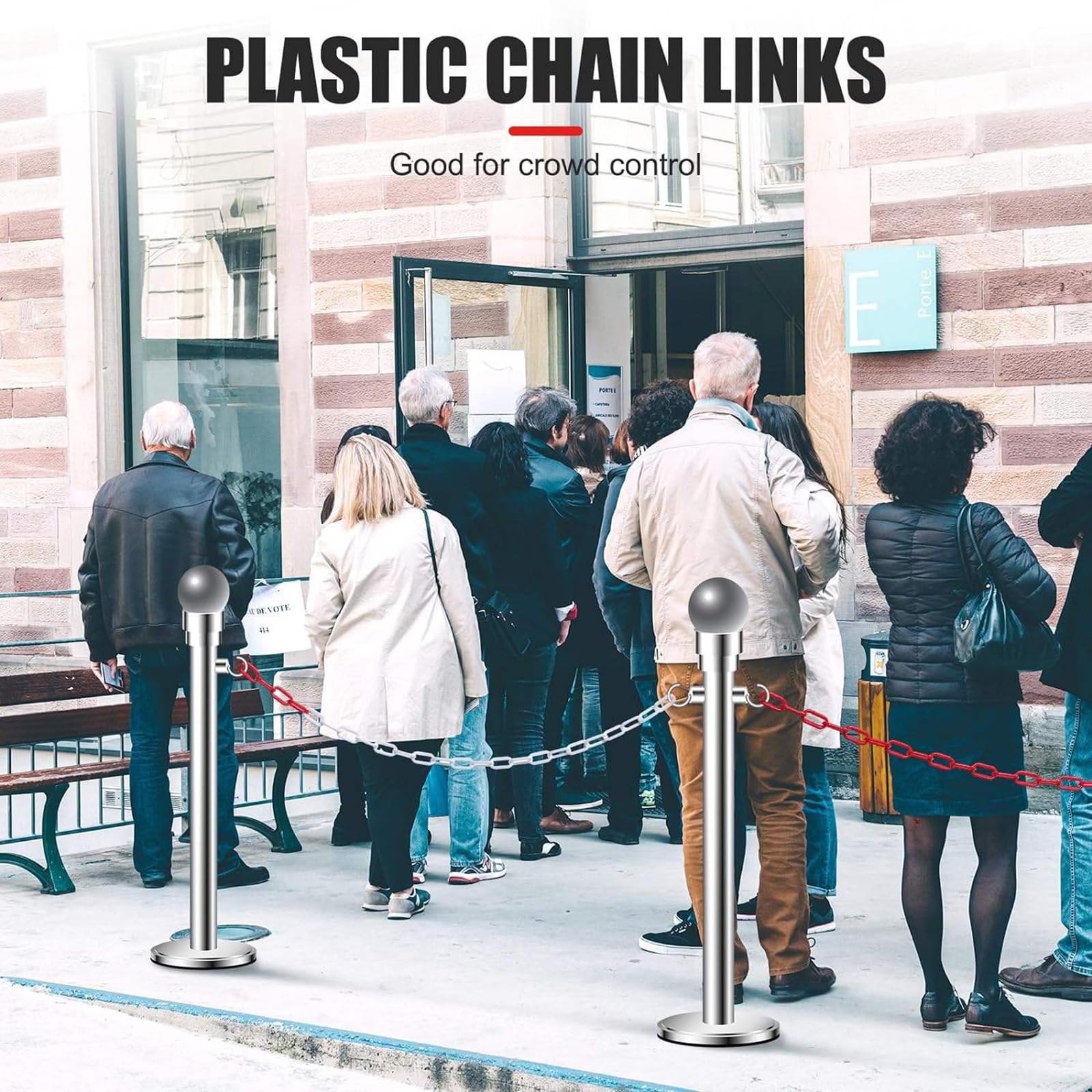 NEWFUN 50M chaine plastique, chaine plastique rouge et blanche, Convient pour les zones de quarantaine/parkings
