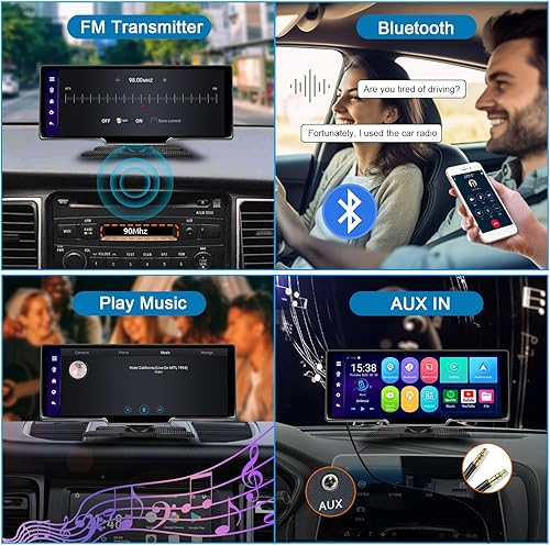 Miniatura 6 de Rimoody Estéreo portátil para automóvil de 10.26 pulgadas, inalámbrico, Apple Carplay, Android 13 2G+32G, pantalla táctil, radio para automóvil con