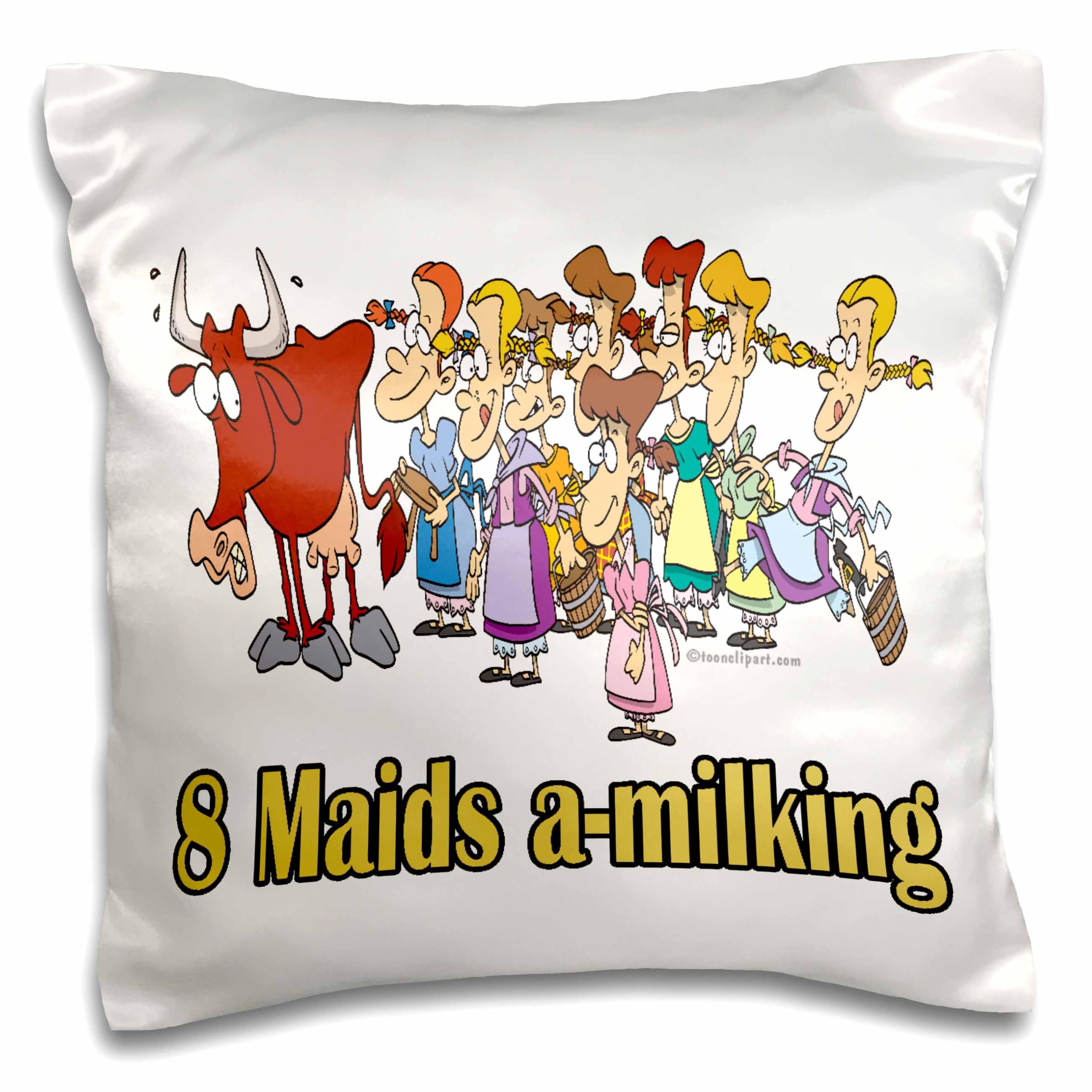 3Drose White Eight Maids A-Milking - Pillow Case, 16 By 16-Inch (Pc_103987_1)