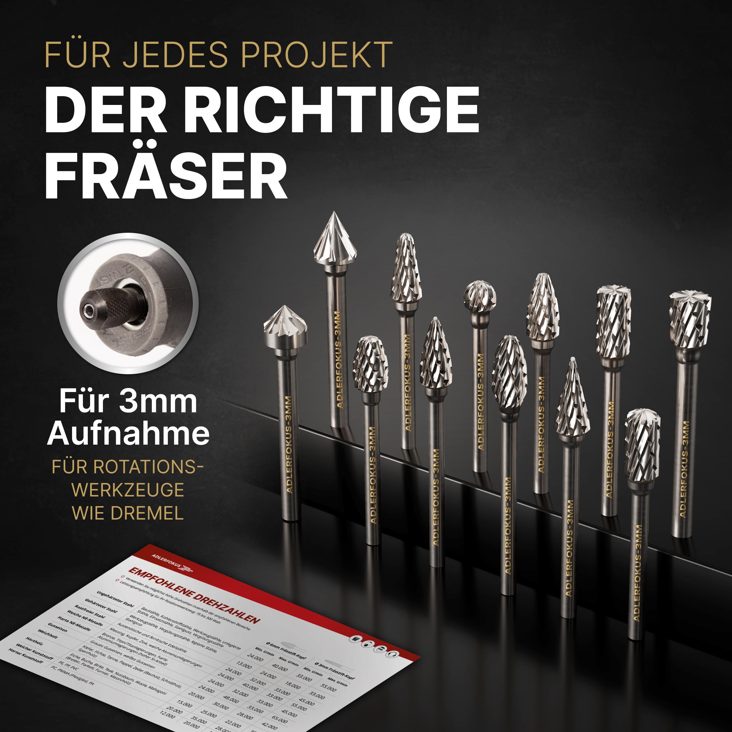 HAZET Hardmetalen freespennen · 3 mm 9032-03KE