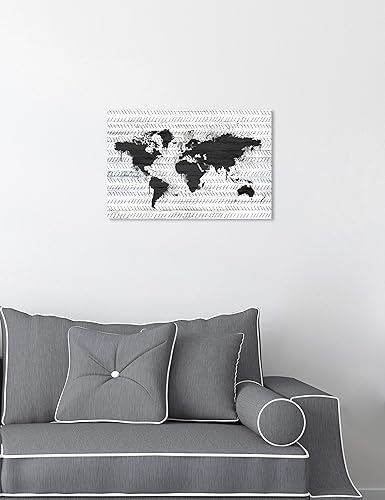 Miniatura 3 de The Oliver Gal Artist Co. Maps - Lienzo decorativo para pared, diseño de Mapamundi Boho, decoración del hogar, 15 x 10 pulgadas, negro, blanco