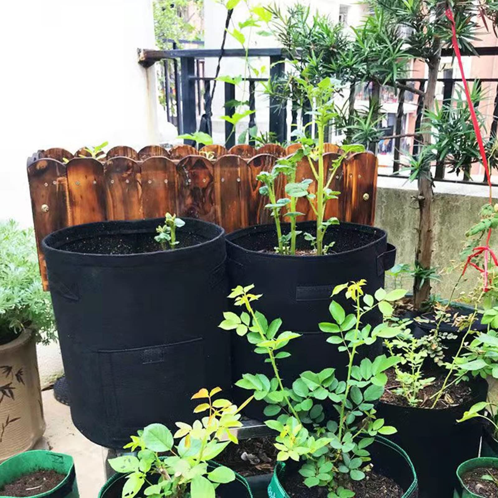 Sac a Planter Pomme de Terre, 3PCS 8 gallons Respirants Non tissés Sac de Plantation avec Poignées et Fenêtre, Sac à Plants pour Tomates, Plantes, Légumes