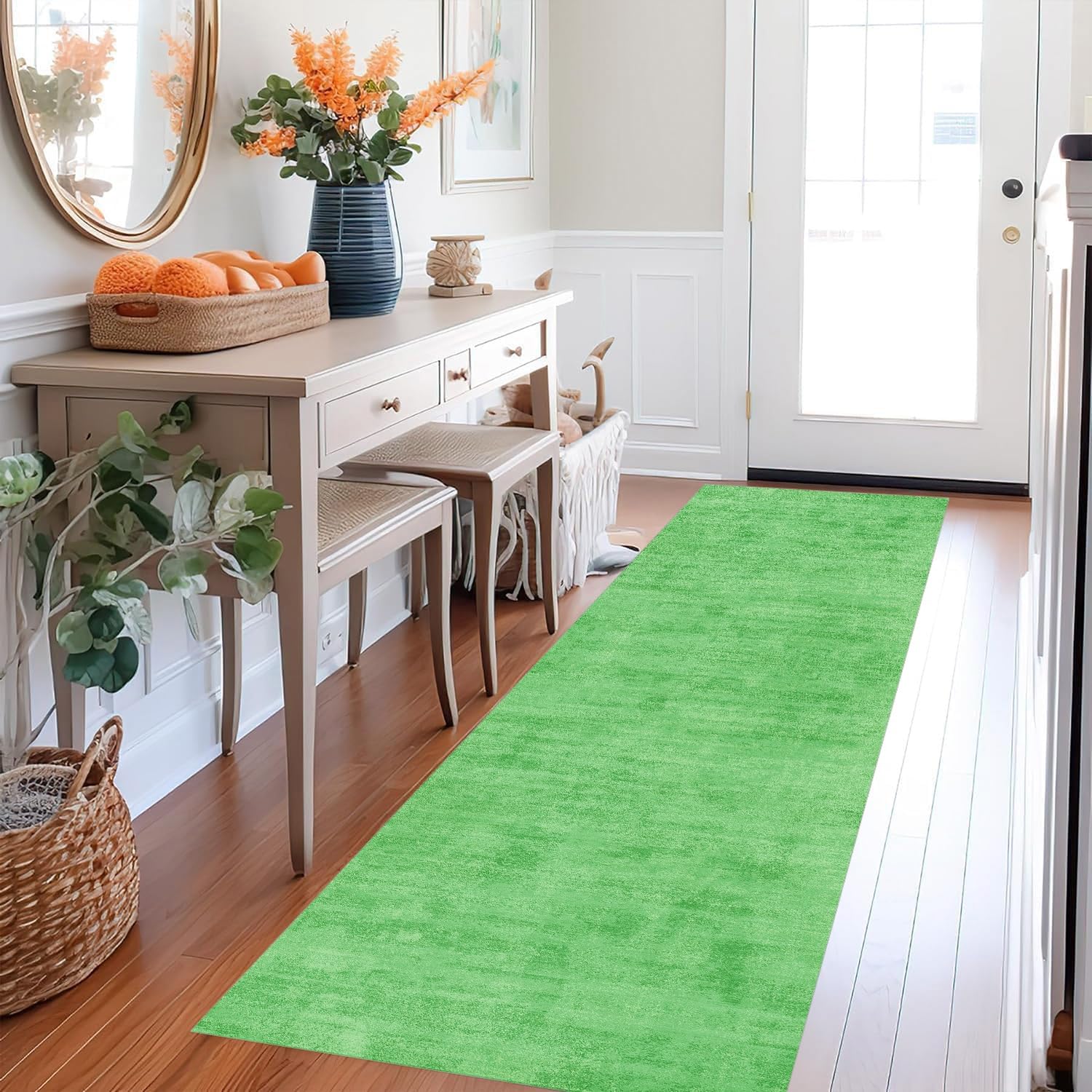 Läufer Flur Küche Waschbar rutschfest 120X400cm Lang Grün Küchenteppich Flurteppich Teppich Fur Korridor Wohnzimmer Schlafzimmer Meterware Anpassbar