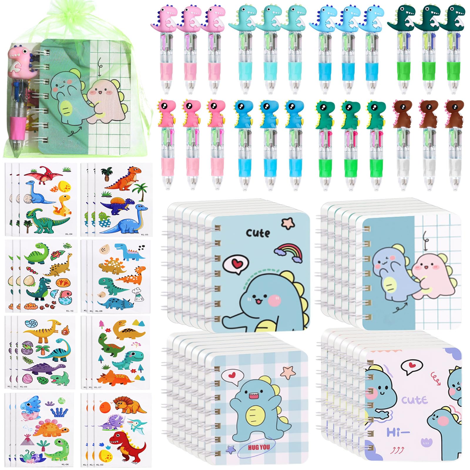 Lot de 96 stylos à bille, autocollants, cahiers, cadeaux en organza pour enseignants, école, bureau, fête d'anniversaire