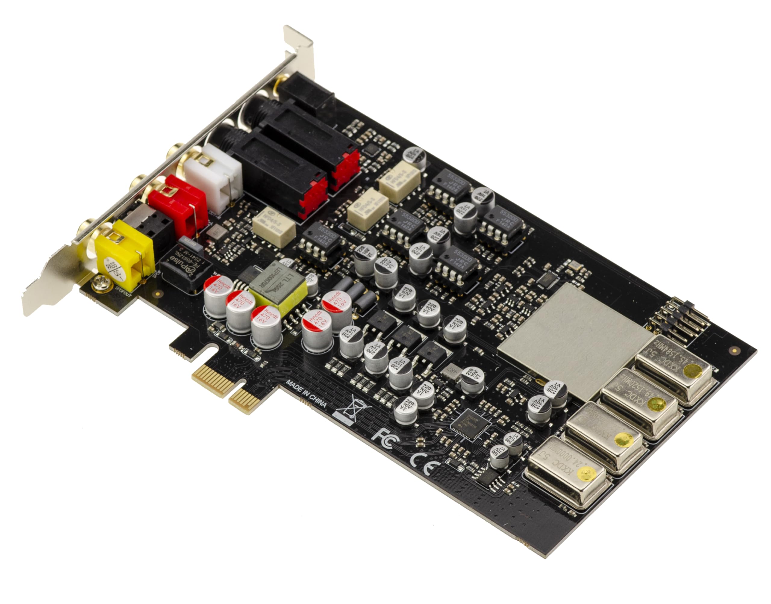 KALEA-INFORMATIQUE HiFi Pro PCI Express-Digital-Soundkarte Cmedia CM6635 mit DAC ESS9038Q2M Kopfhörerausgänge, Balance über 6,5-mm-Klinke, 2 x Cinch, 2 x digital über SPDIF und Cinch