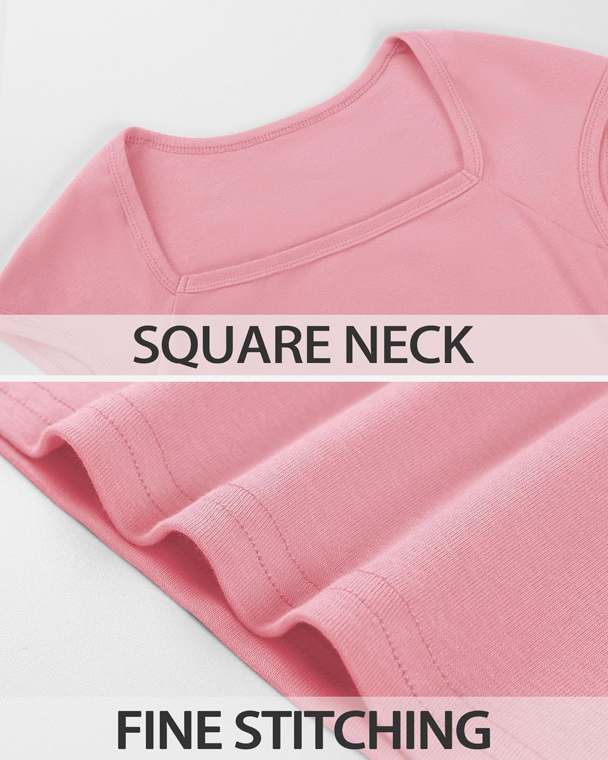 Crop Tops for Girls Short Sleeve Shirt Girls Summer Tops Square Neck Slim Fit Tops Basic Tee - Image 6