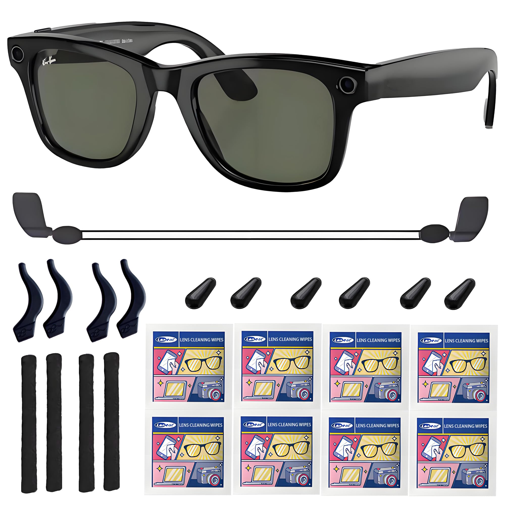 ISLOPU Accessories for Ray-Ban Meta Wayfarer/Headliner/Skyler Smart Glasses, Come with Nose Pads 4 Pairs