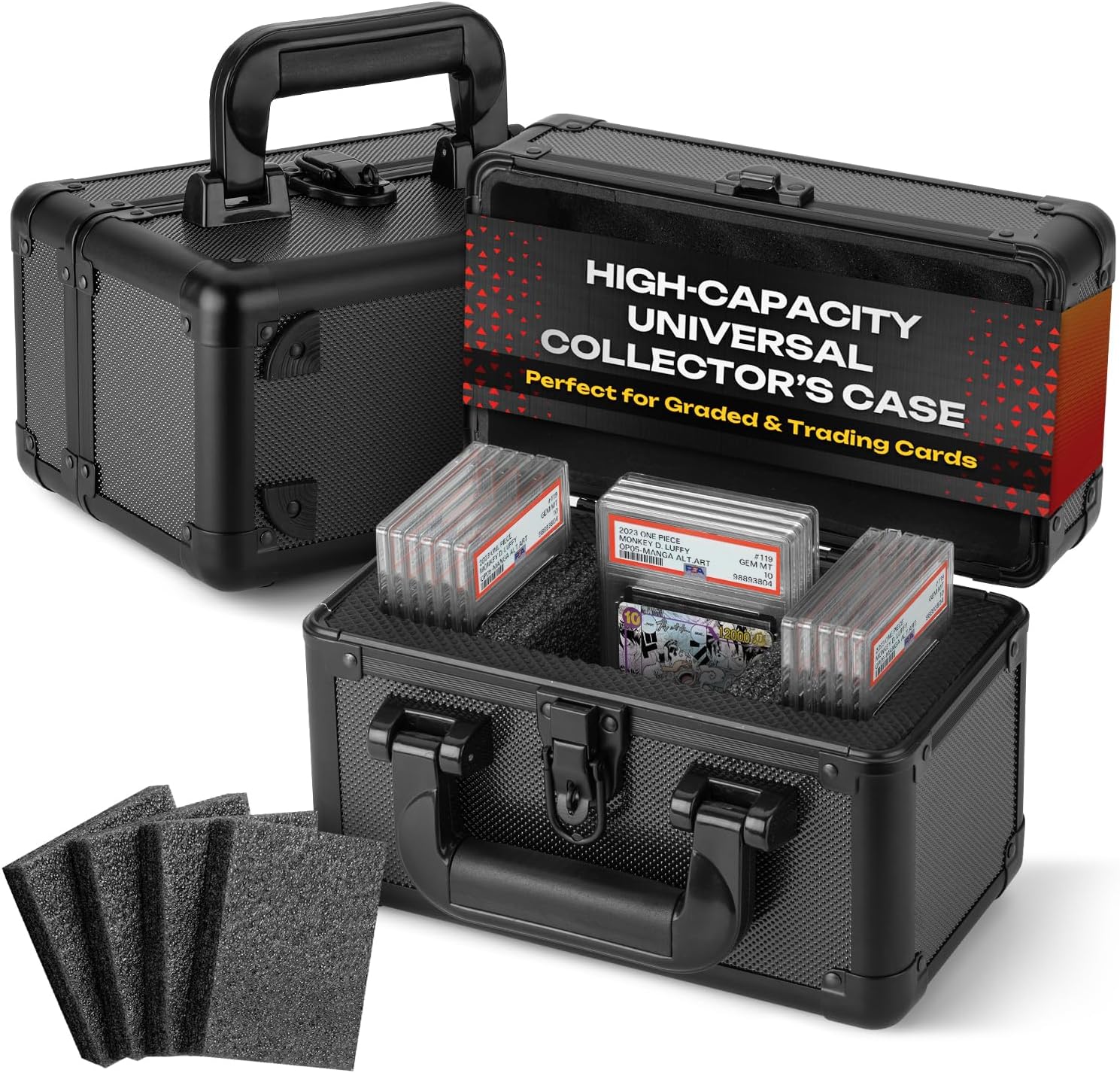 FunGuys Graded Card Storage Case for PSA Slabs – 1 Row Aluminum Trading Card Case with Foam Insert, Holds 31 Graded Cards, Protective Storage for Pokémon & Sports Cards
