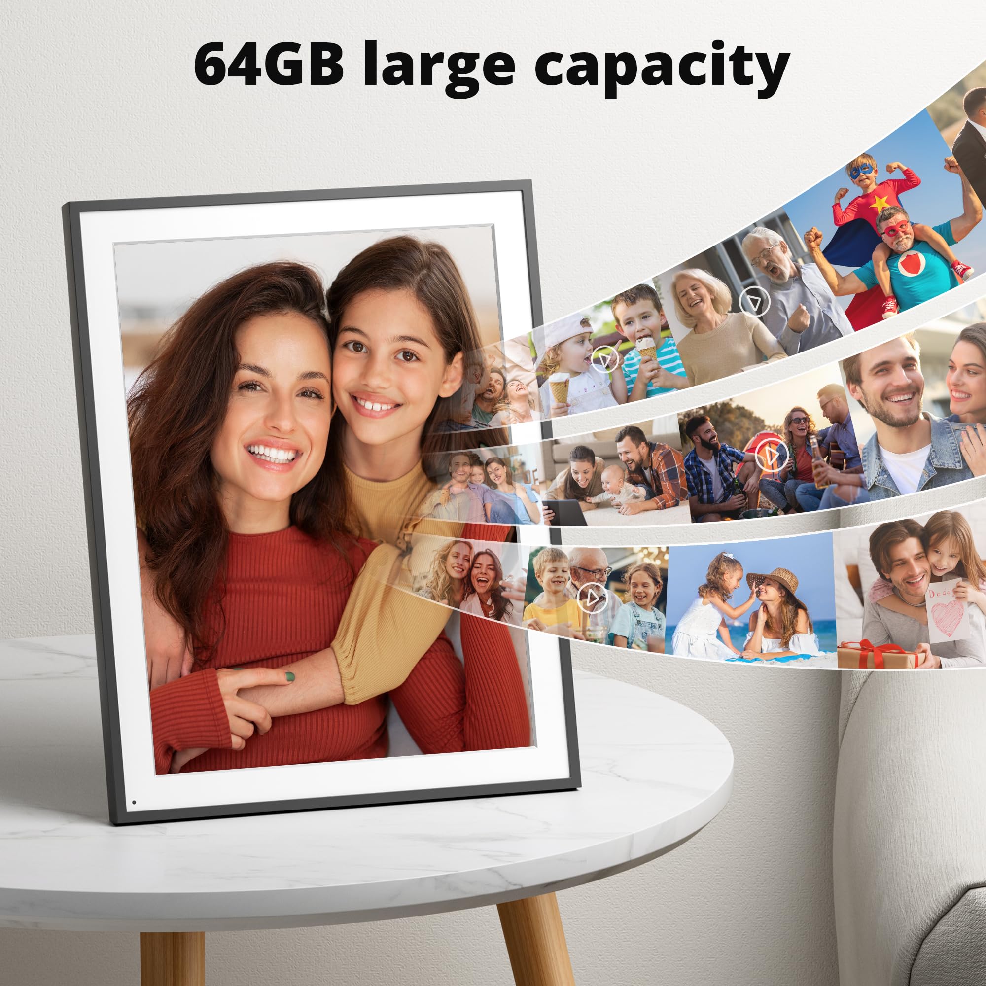 Dragon Touch Cornice digitale per foto – Grande cornice digitale WiFi da 48 cm con 64 GB di memoria, schermo FHD, facile da configurare per condividere foto o video da remoto con l'app Vphoto con