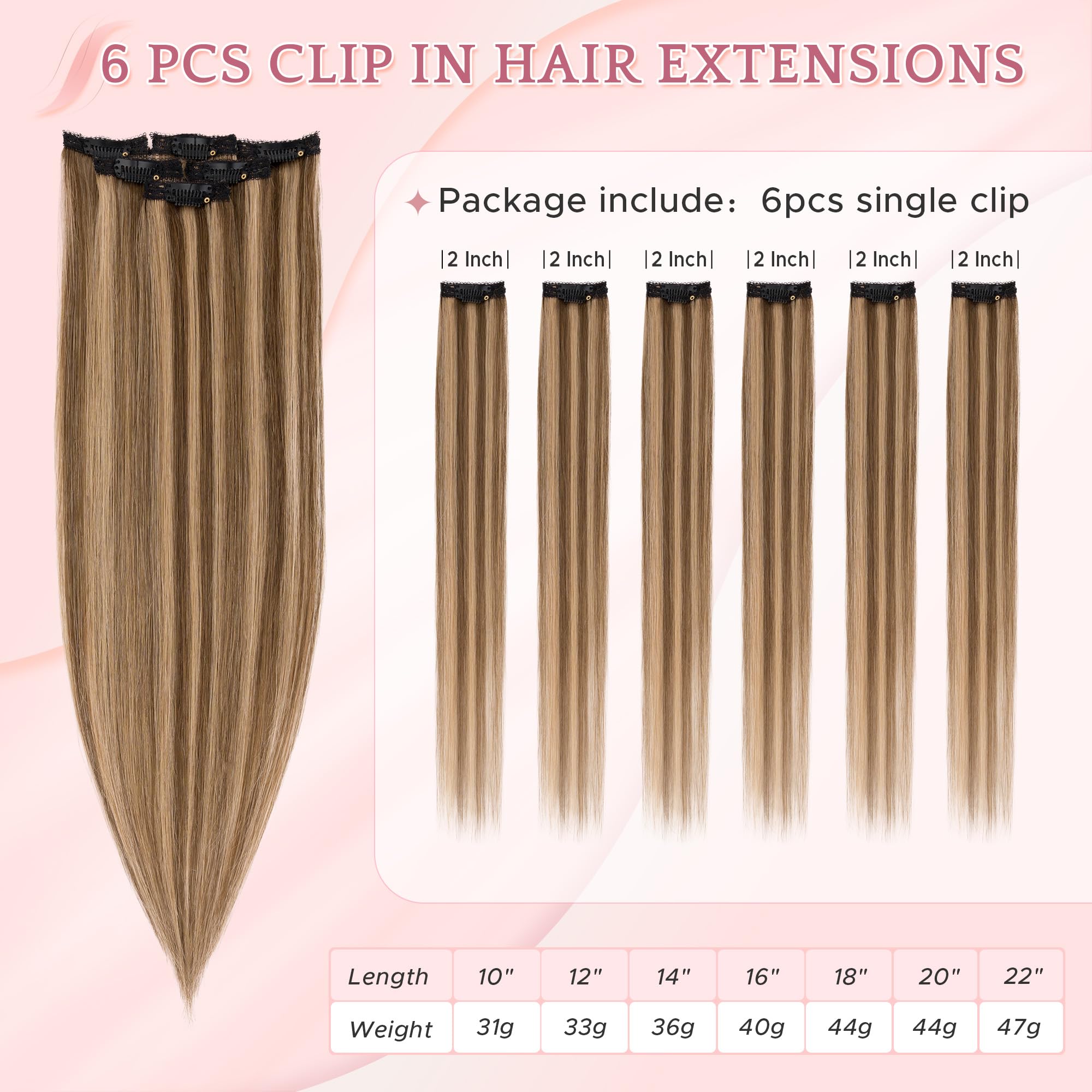 10 Inch Clip-In Human Hair Extensions, 6pcs 31g Straight, Add Volume Length Elailite Hair Extensions Clip In Real Human Hair Remy Single  main image 3