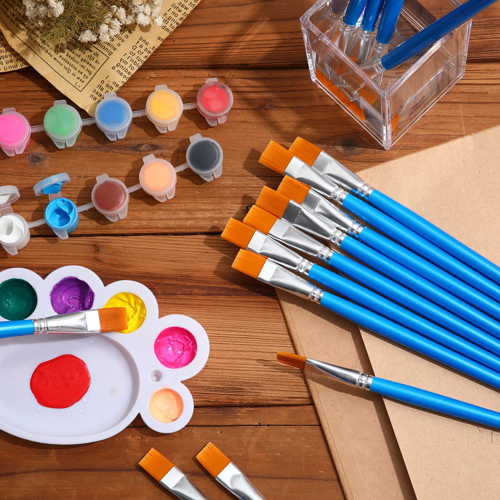 60 pinceles planos de pintura acrílica a granel, pinceles anchos para pintura de artista, pintura al óleo, acuarela, pintura artística para niños y adultos (1/2 pulgada)