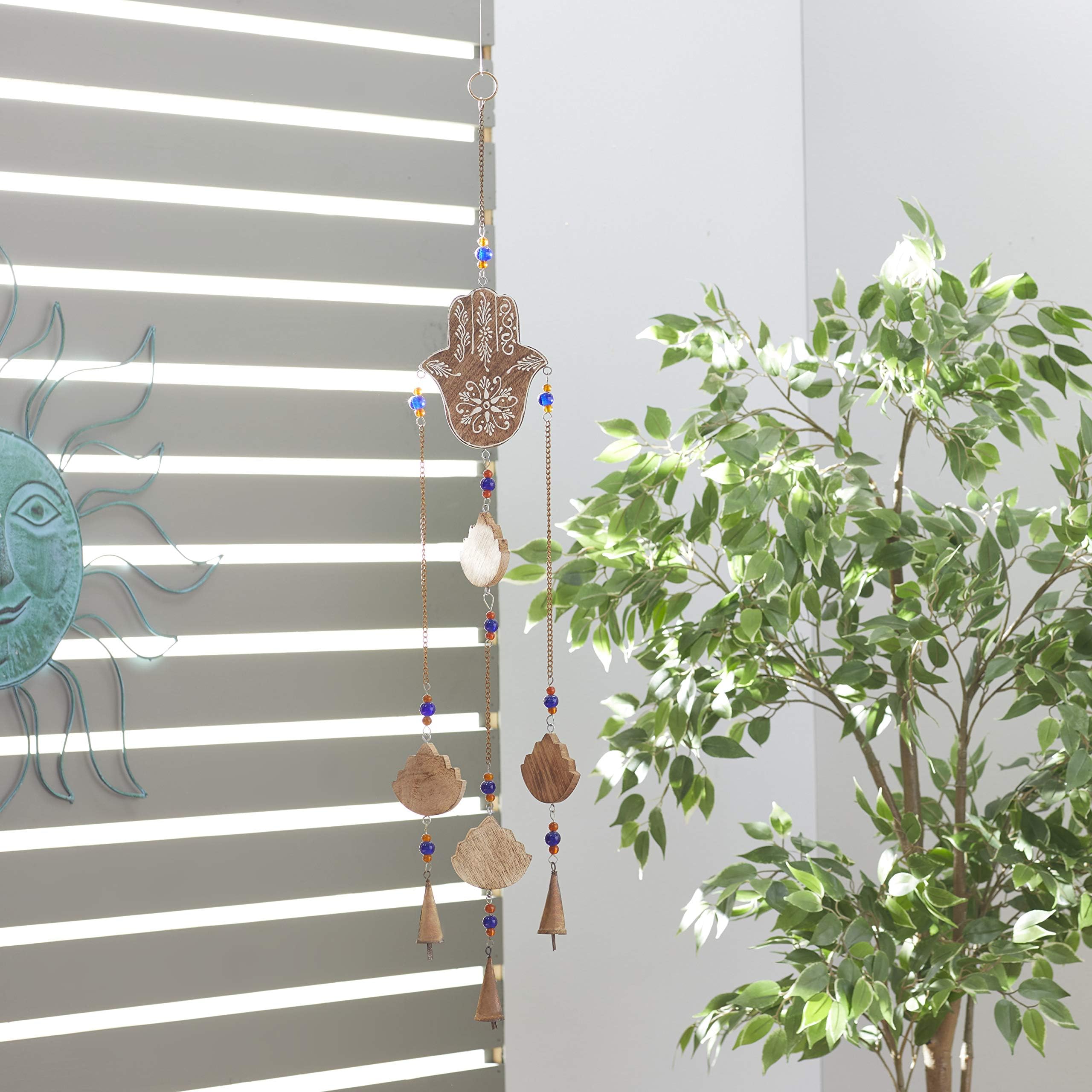 Deco 79 41420 Windchime, 1"W x 32"H, Gold, Brown, Red, Black, Blue