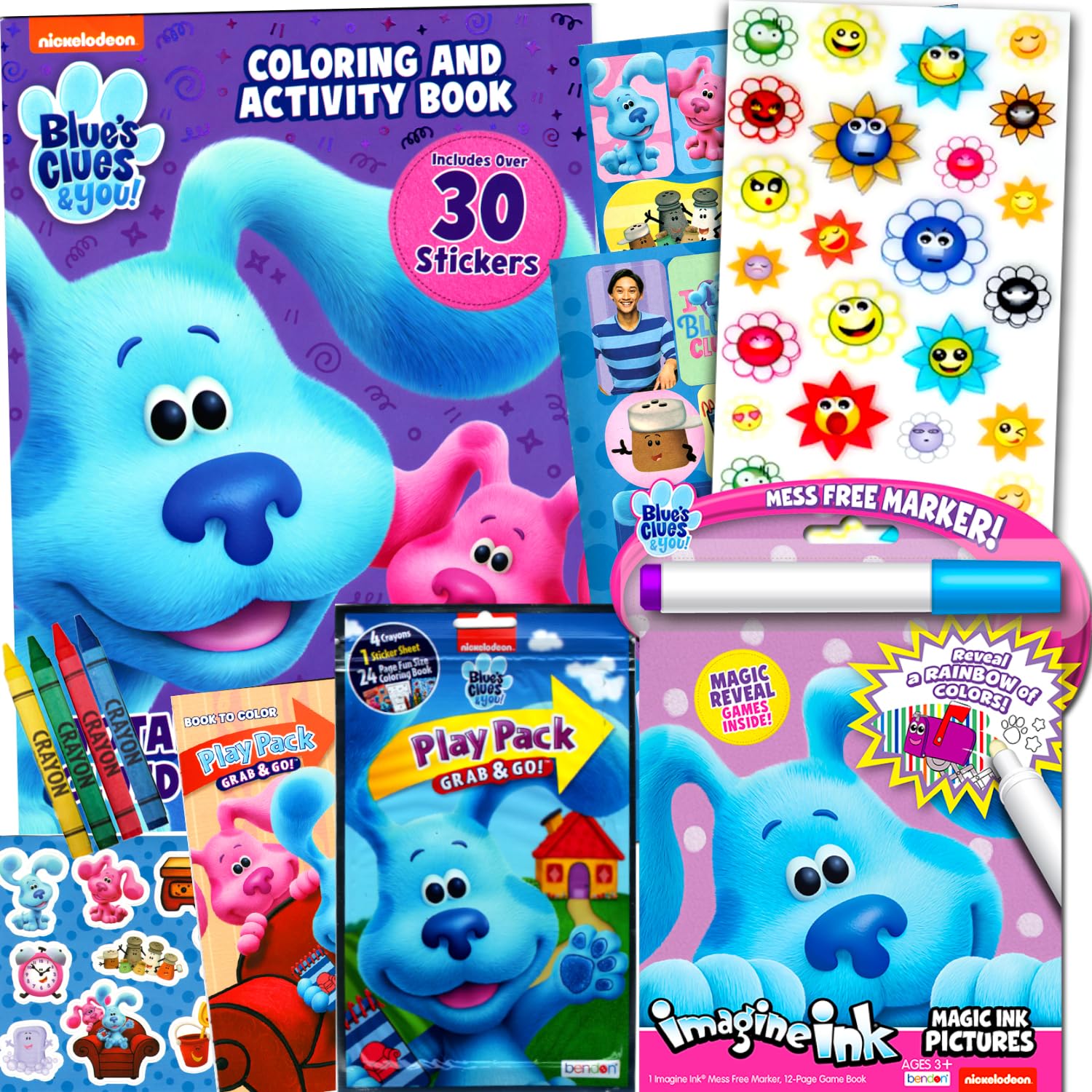 Bendon Blue's Clues and You! Coloring and Activity Book Set Bundle With Imagine Ink and Stickers